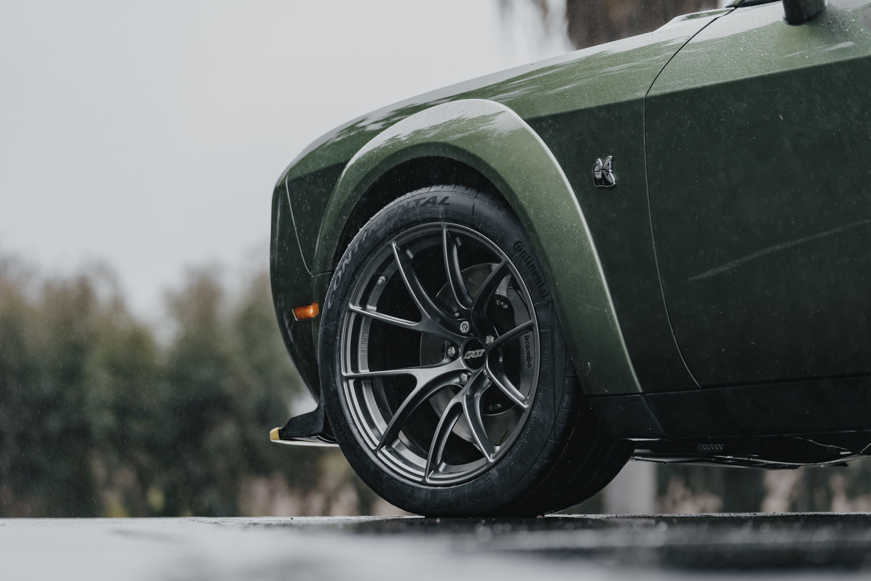 Green Dodge Challenger R/T Scat Pack Widebody with 20" VS-5RS Apex wheels in Anthracite
