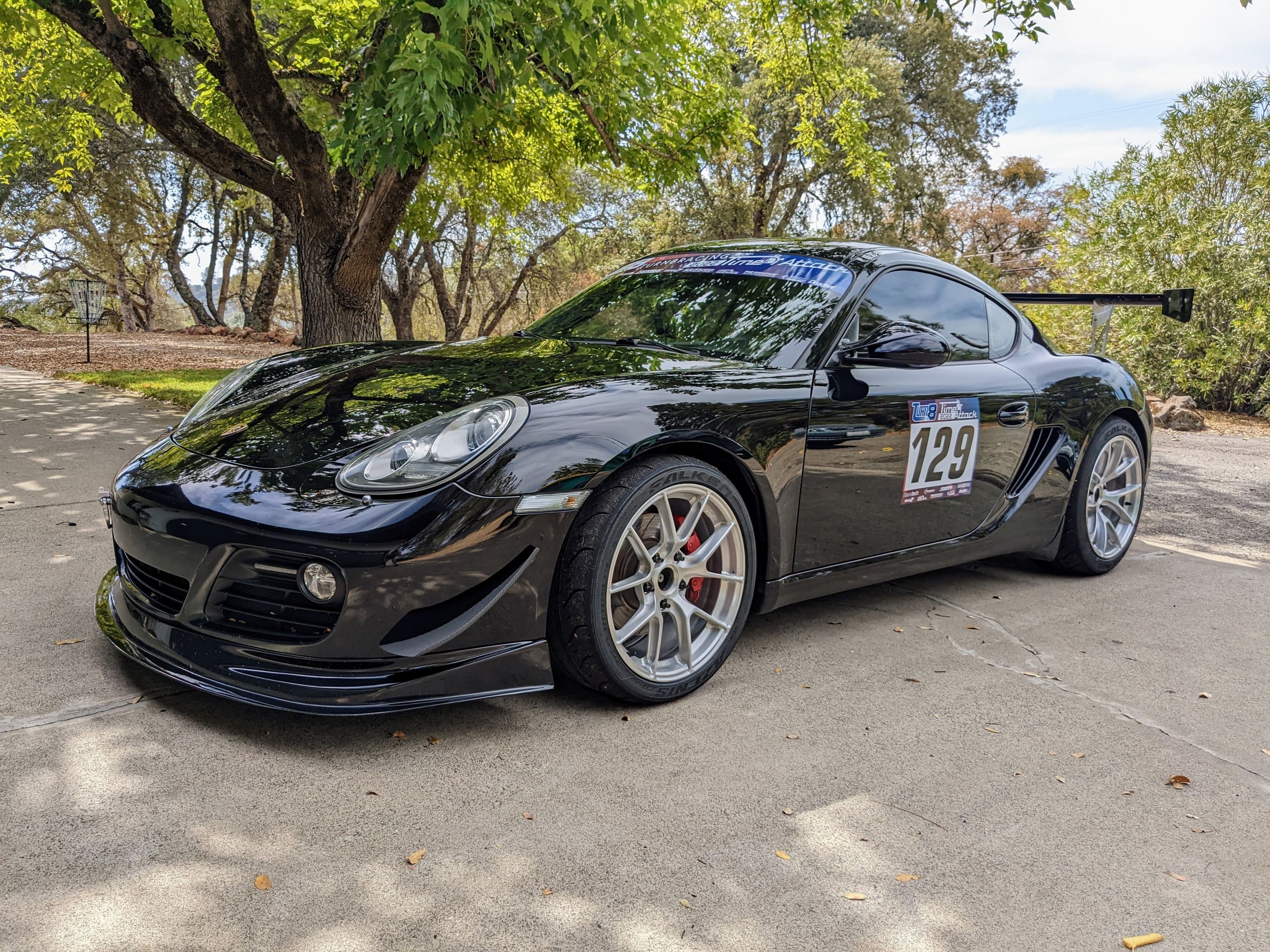 Black Porsche 987 Cayman S with 18" VS-5RS Apex wheels in Brushed Clear