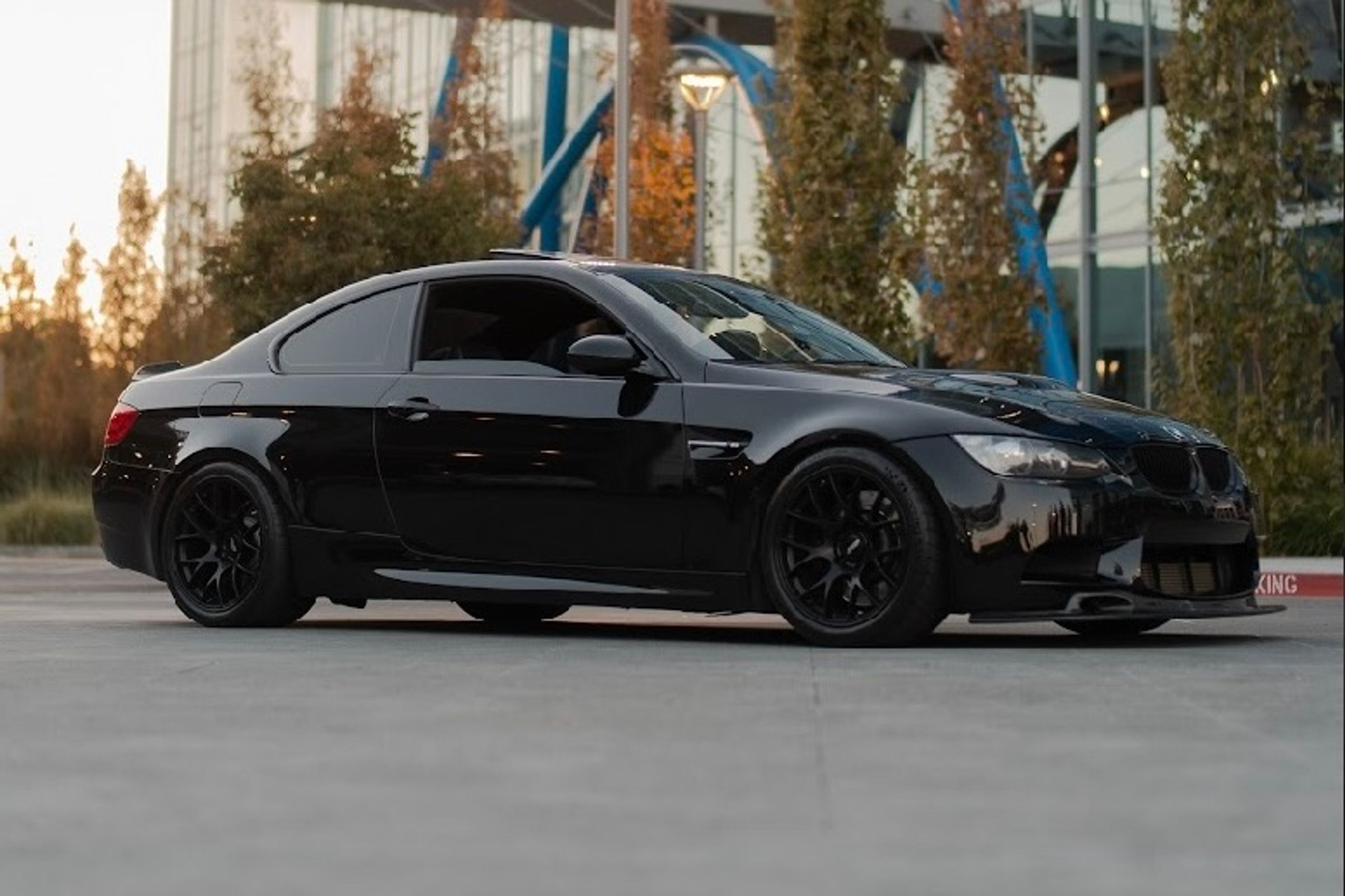 Black BMW E92 Coupe M3 with 18" EC-7 Apex wheels in Satin Black