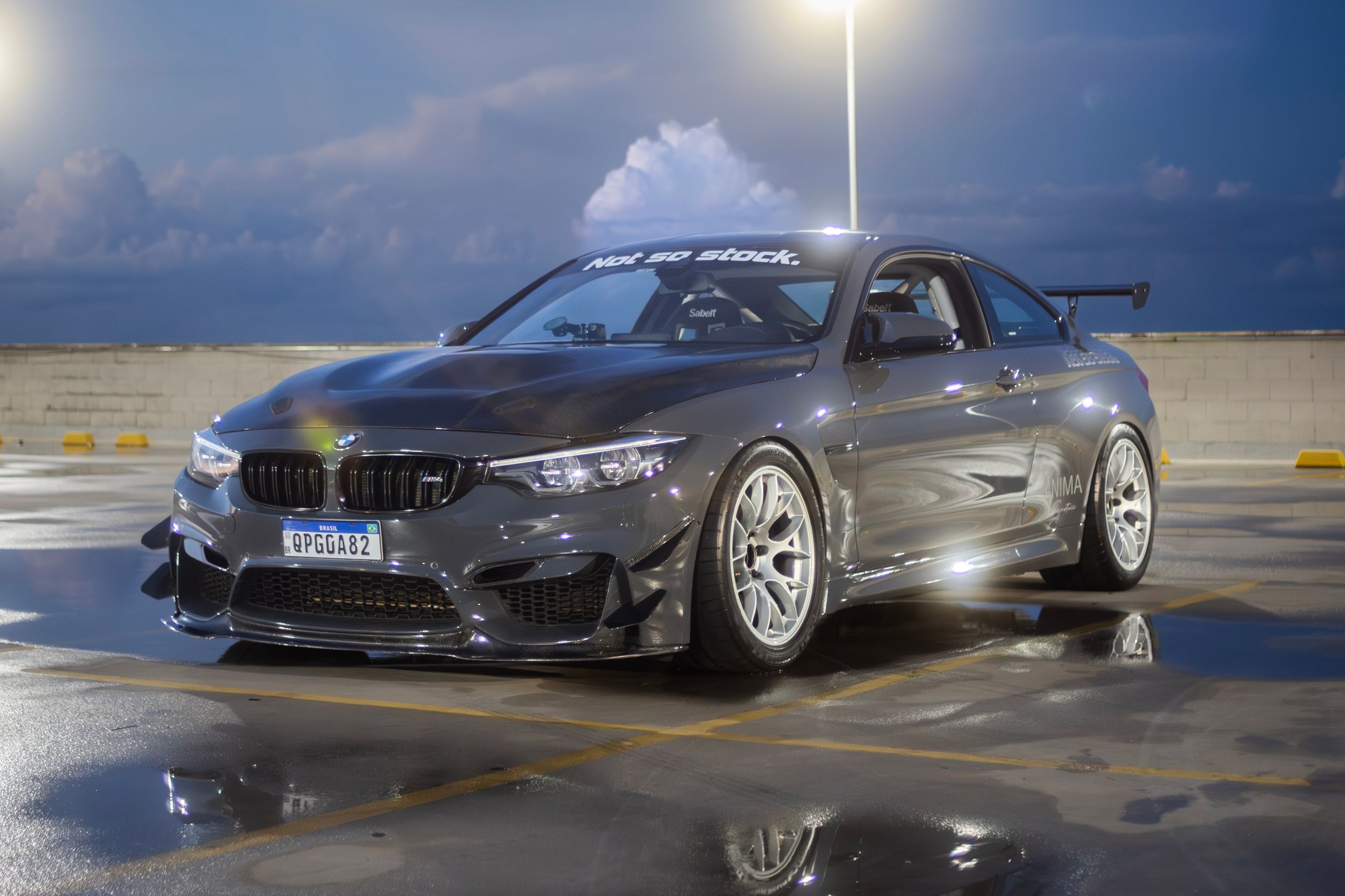Grey BMW F82 Coupe M4 with 18" EC-7 Apex wheels in Race Silver