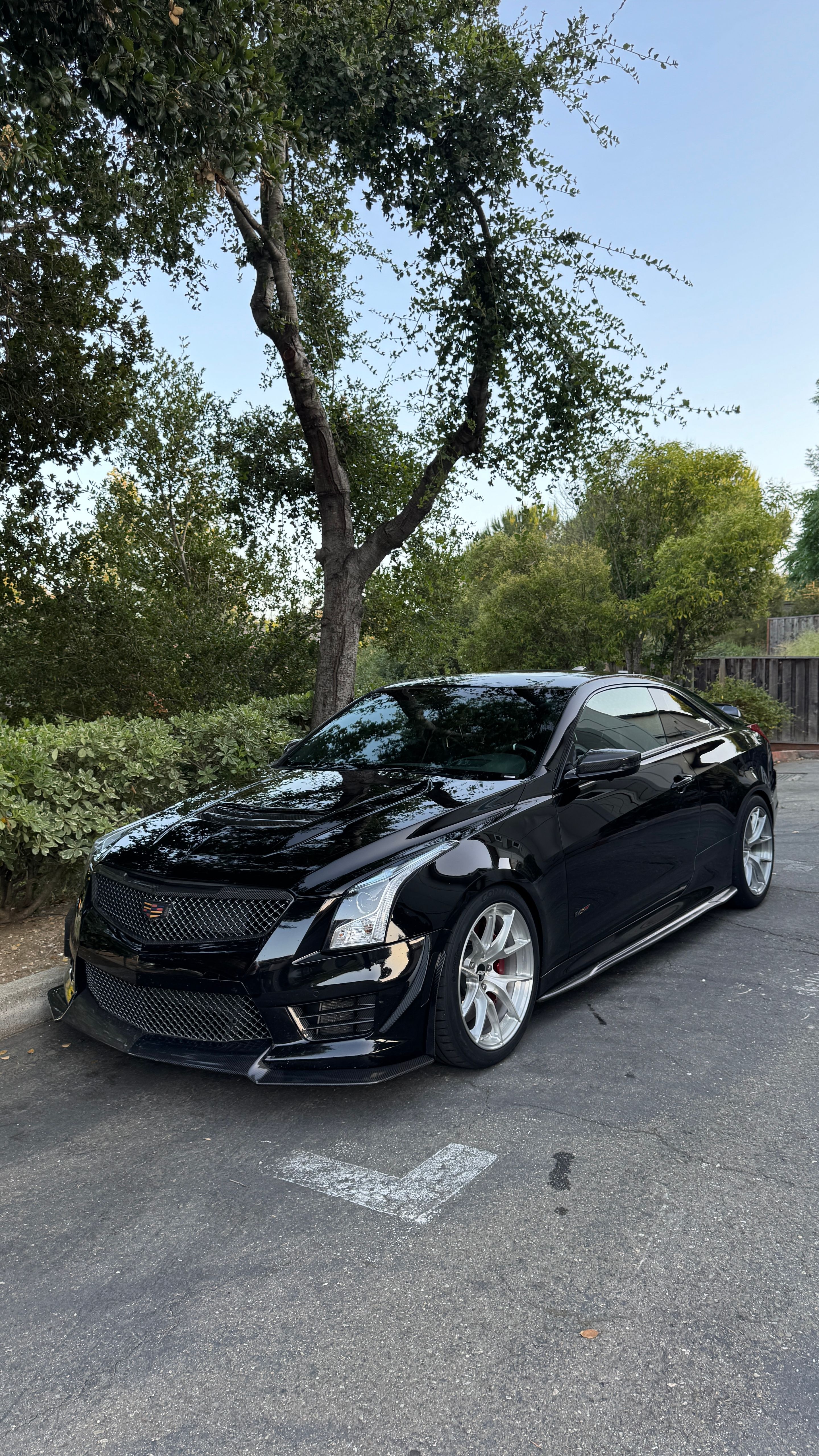 Black Cadillac ATS-V with 18" VS-5RS Apex wheels in Brushed Clear