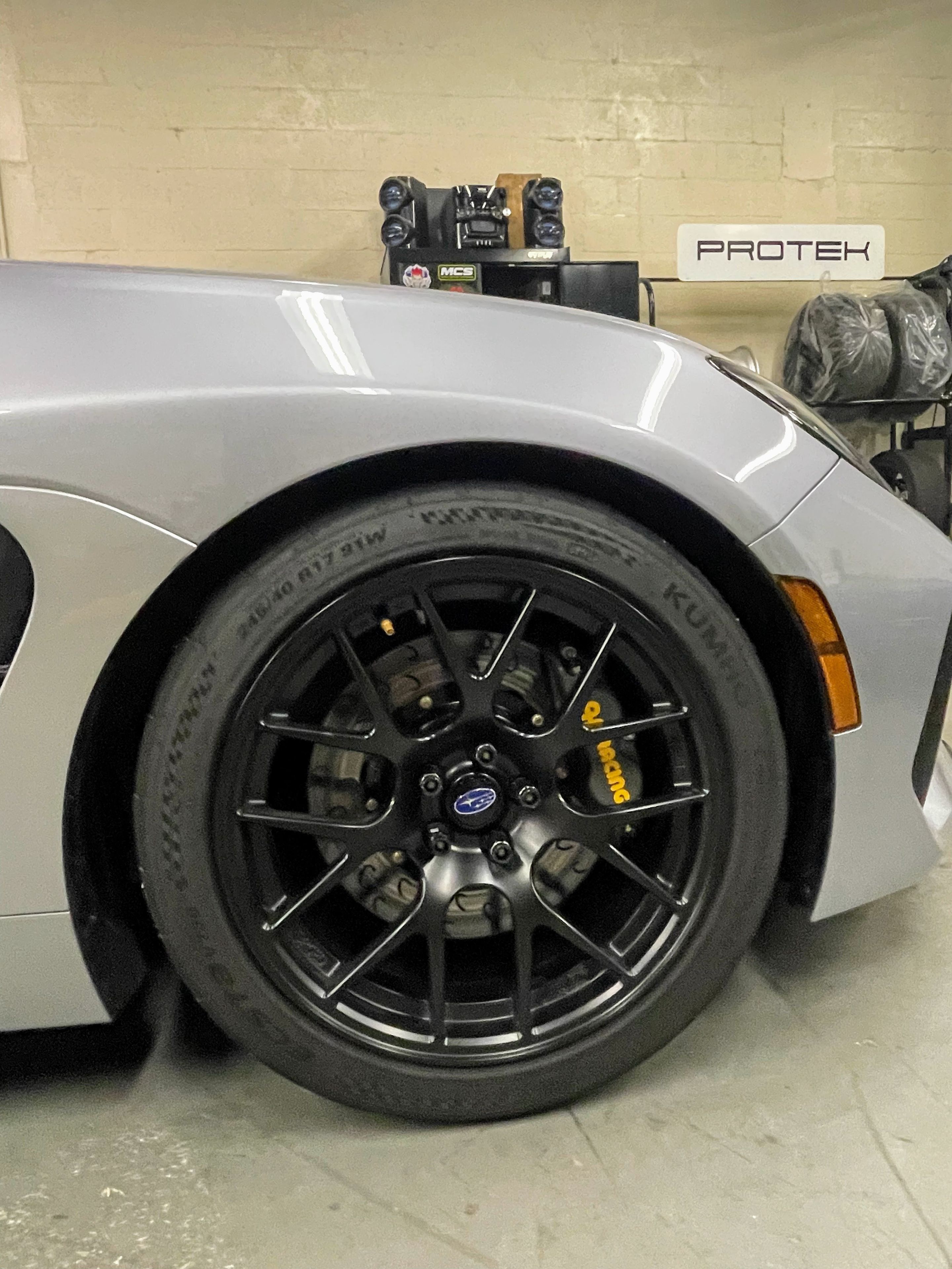 Silver Subaru ZD8 / Gen 2 BRZ with 17" EC-7R Apex wheels in Satin Black