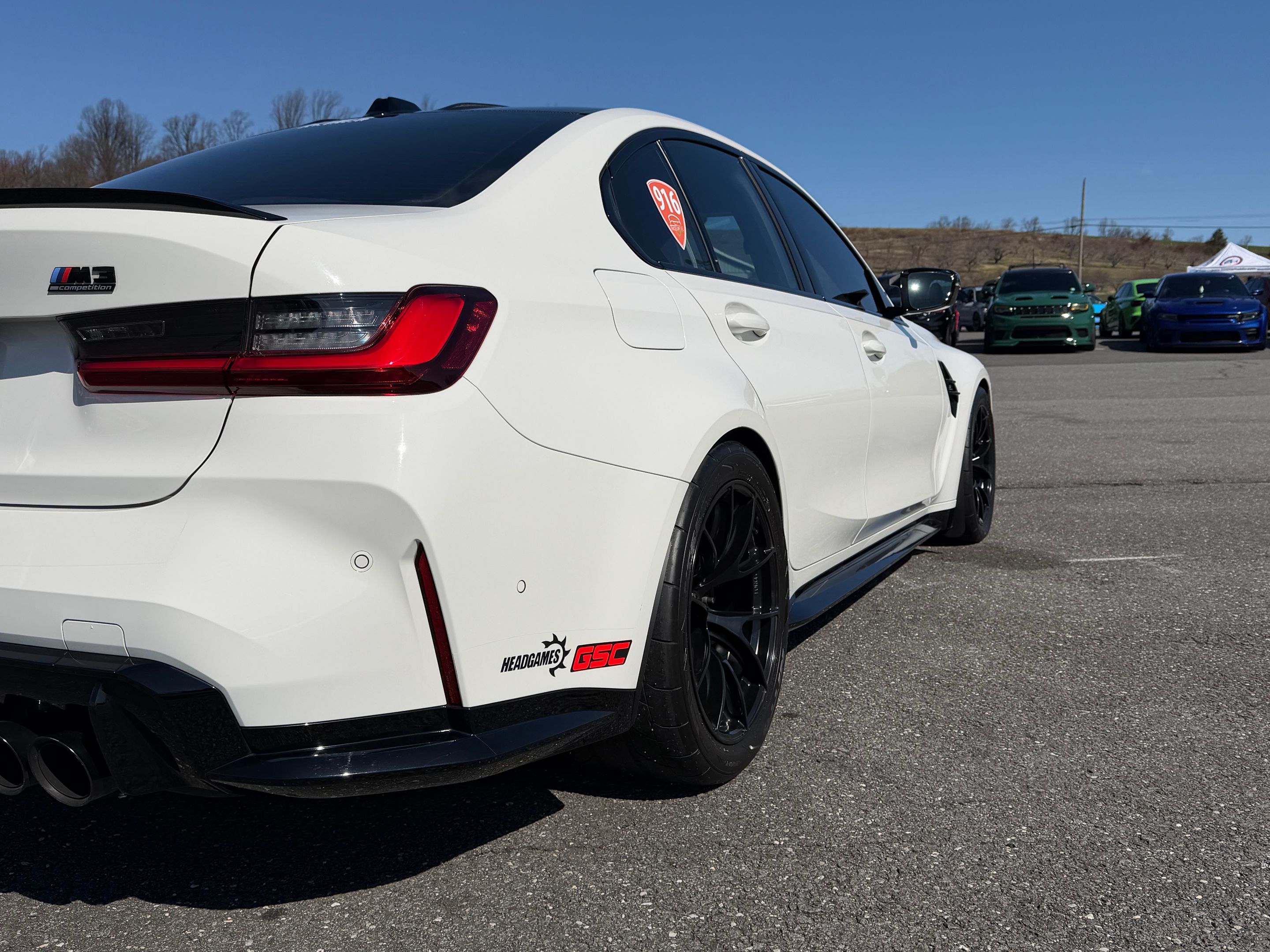 White BMW G80 M3 with 18" VS-5RS Apex wheels in Satin Black