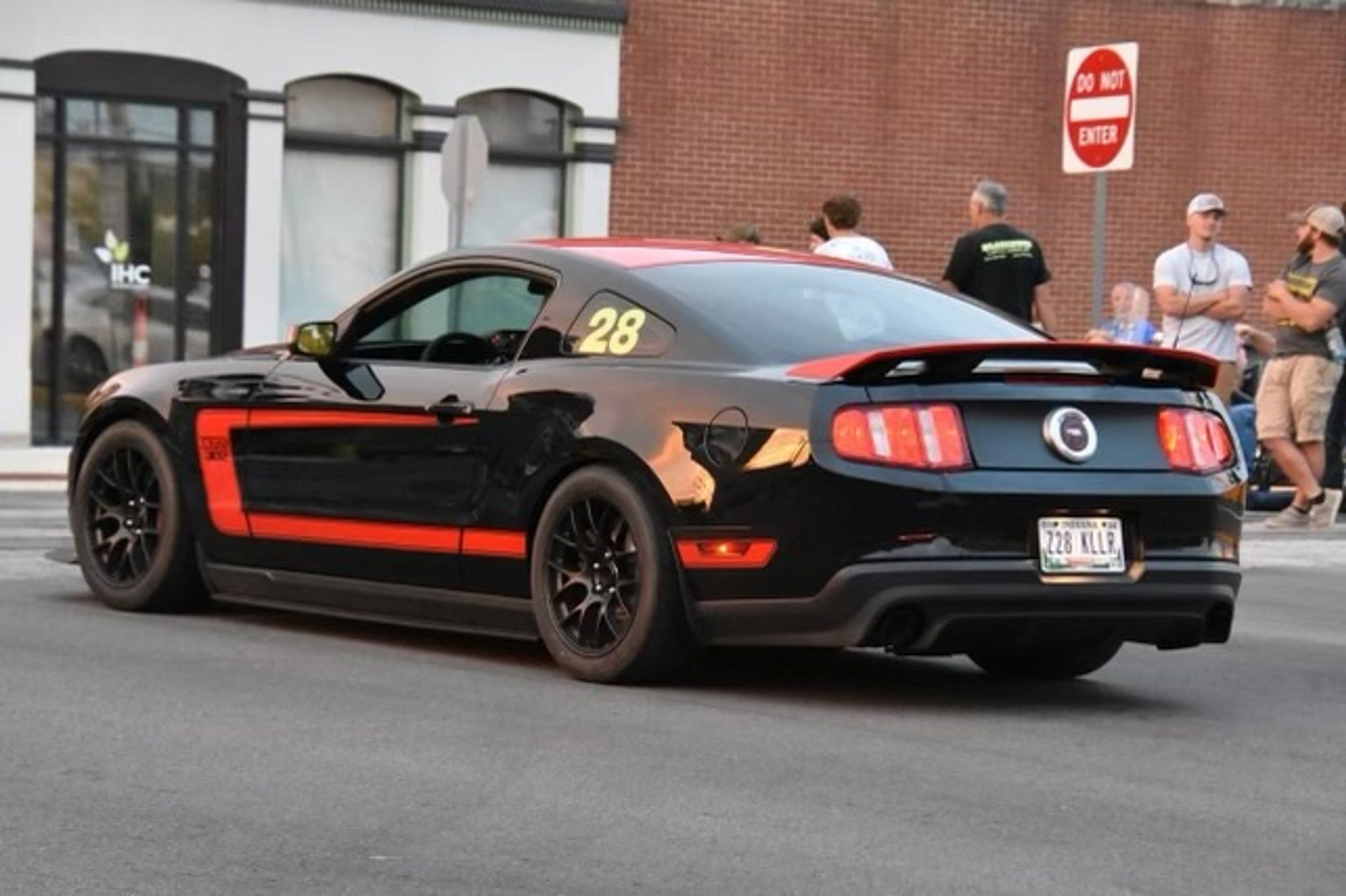 Black Ford S197 Mustang Boss 302 with 18" EC-7 Apex wheels in Satin Black