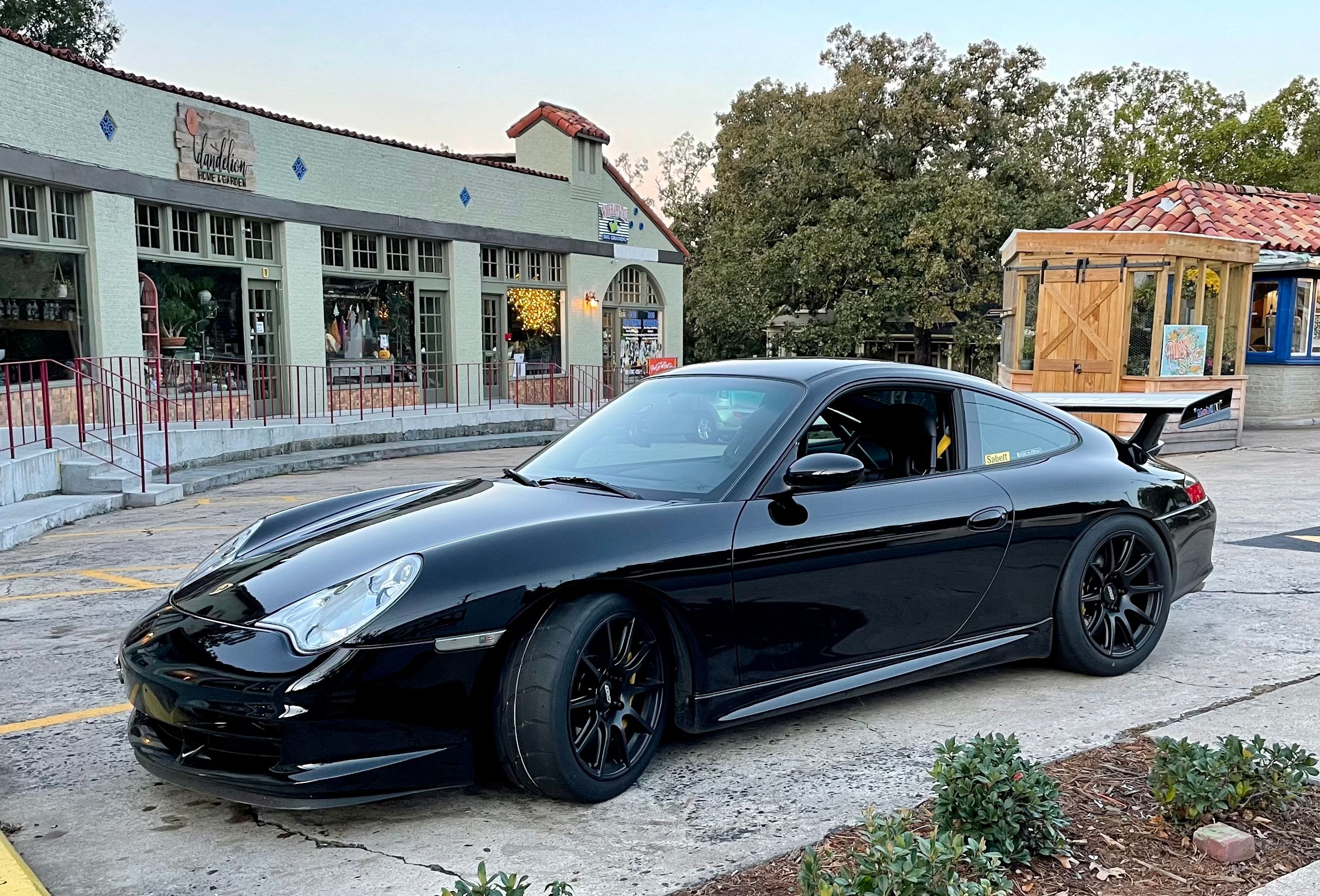 Black Porsche 911 996 GT3 with 18" SM-10 Apex wheels in Satin Black