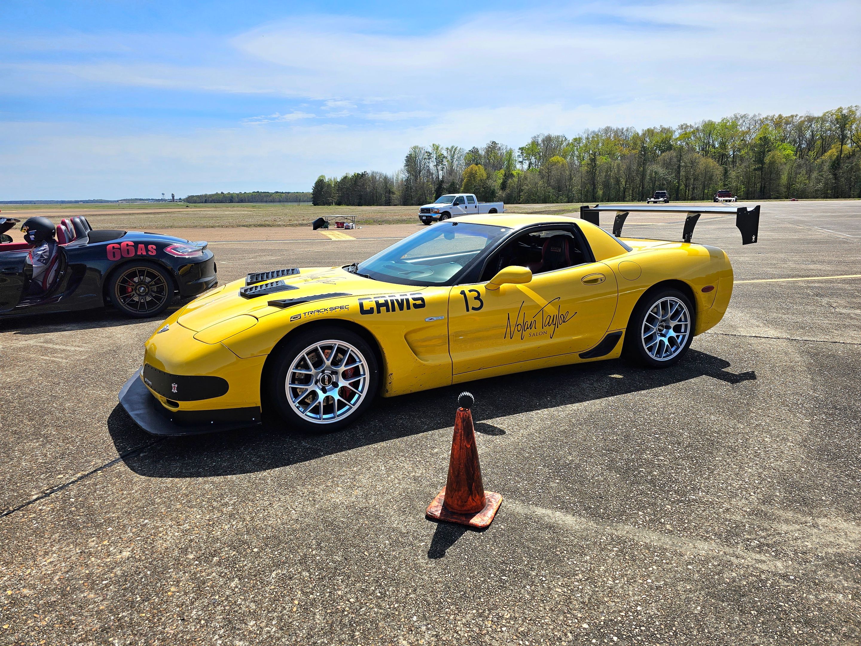 Yellow Chevrolet C5 Corvette Z06 with 18" EC-7 Apex wheels in Race Silver
