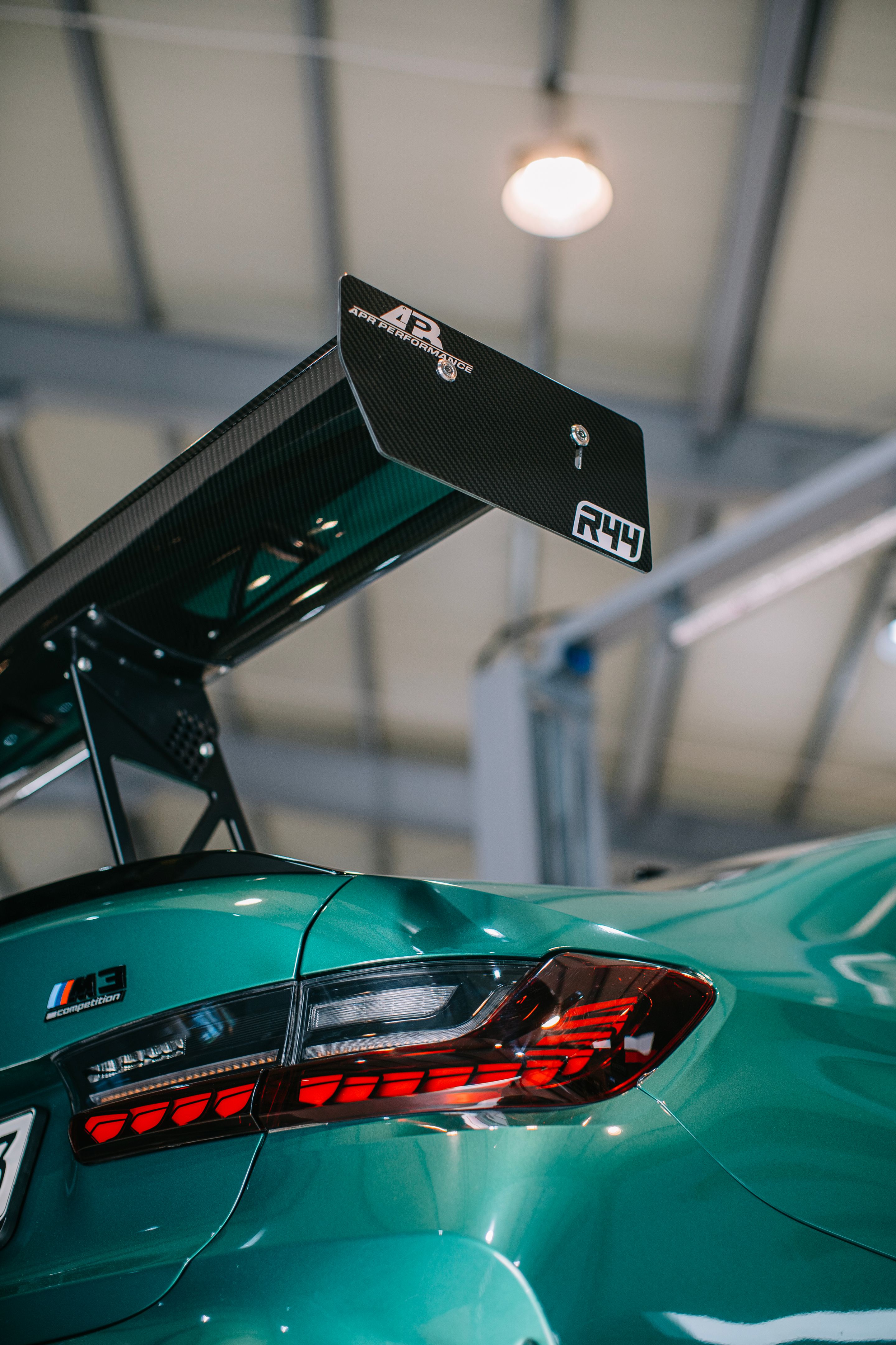 Green BMW G80 M3 with 19" VS-5RS Apex wheels in Brushed Clear