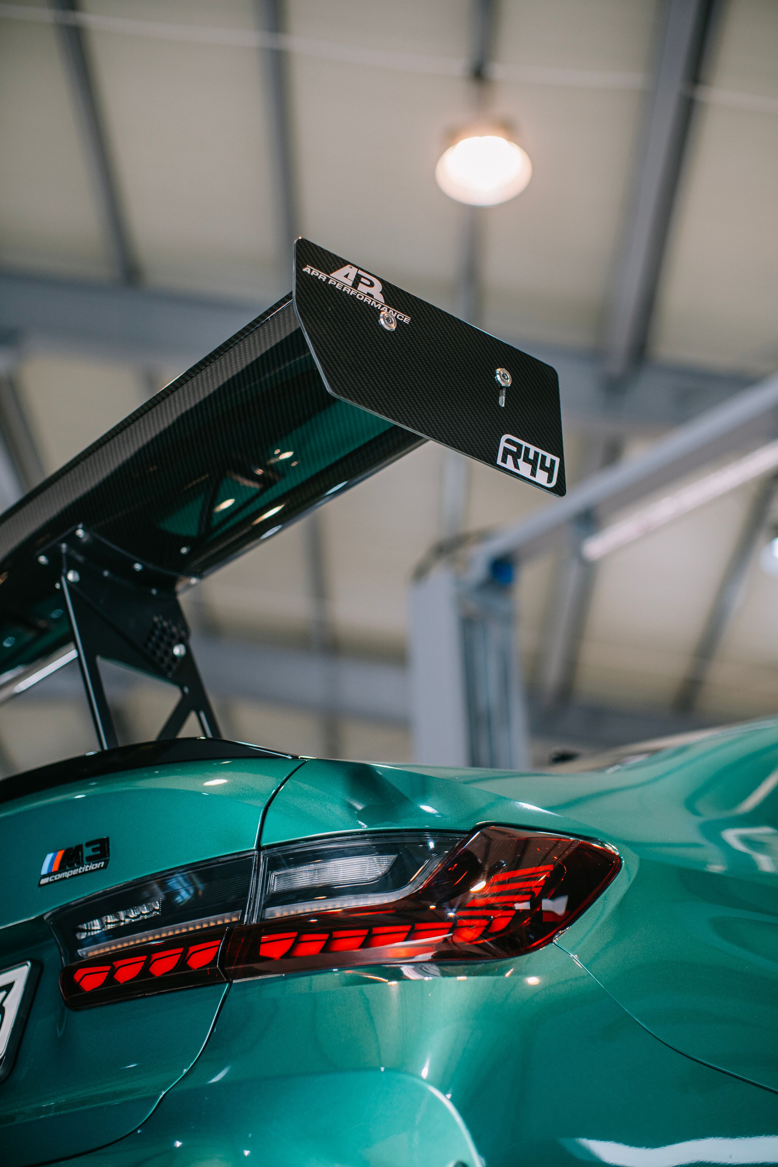 Green BMW G80 M3 with 19" VS-5RS Apex wheels in Brushed Clear