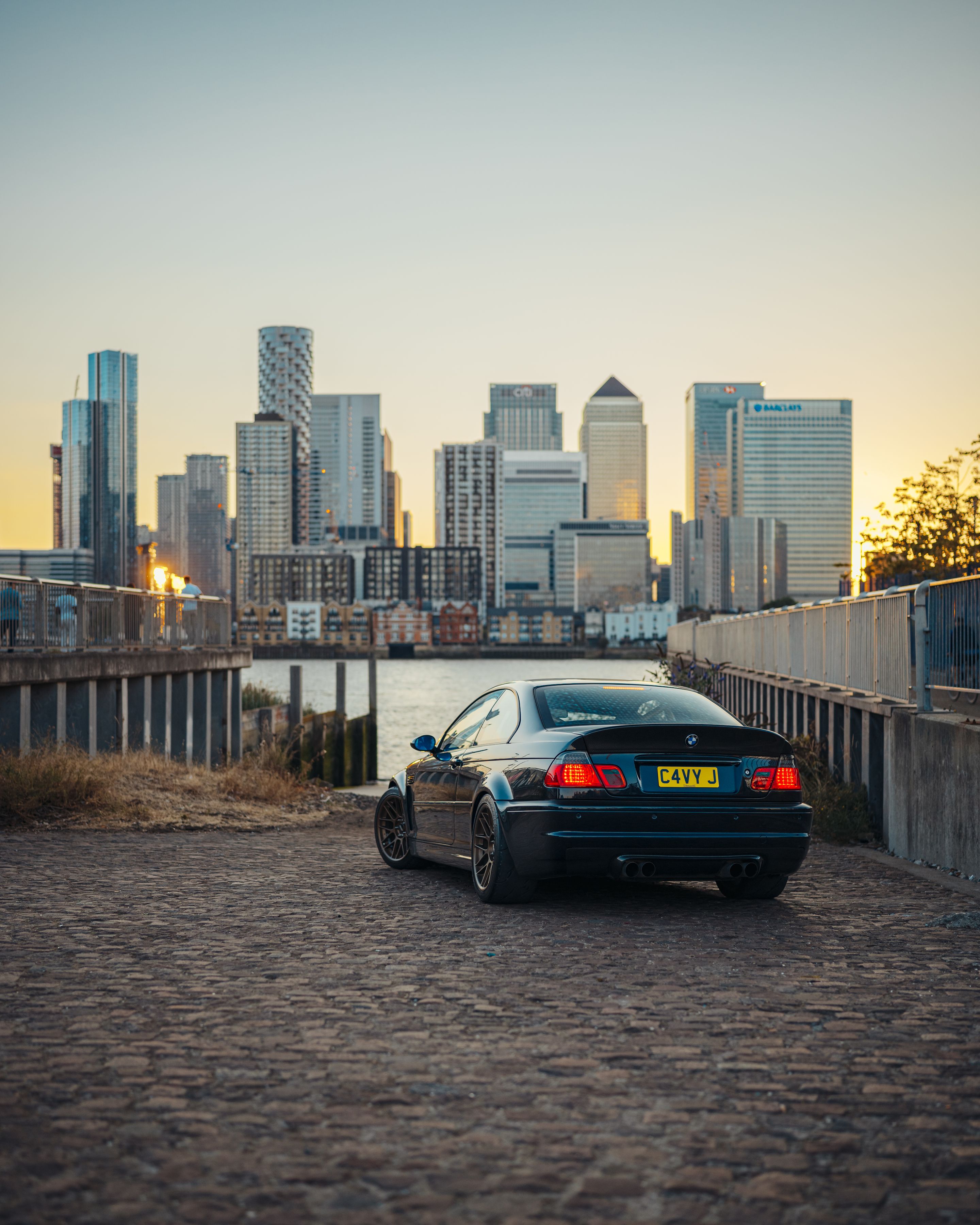 Black BMW E46 M3 with 18" ARC-8 Apex wheels in Satin Bronze