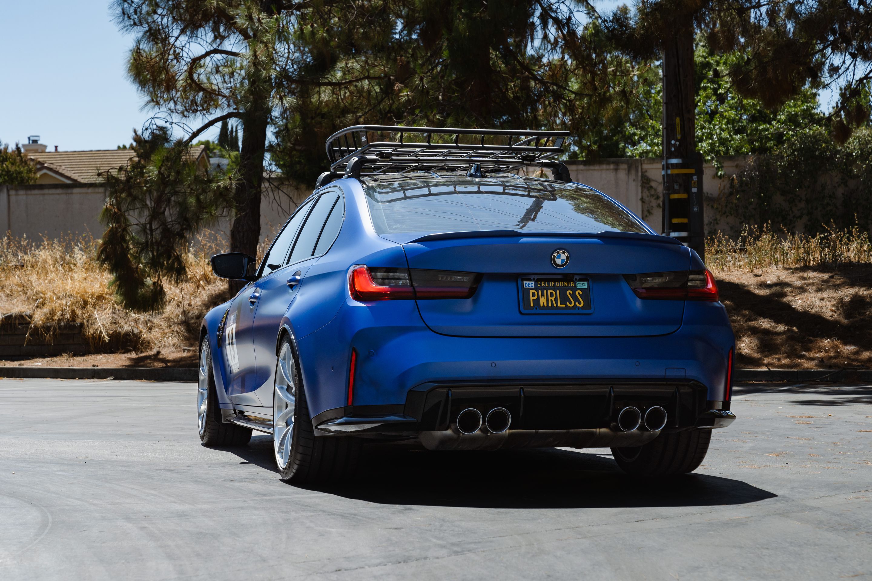 Blue BMW G80 M3 with 19"/20" VS-5RS Apex wheels in Brushed Clear