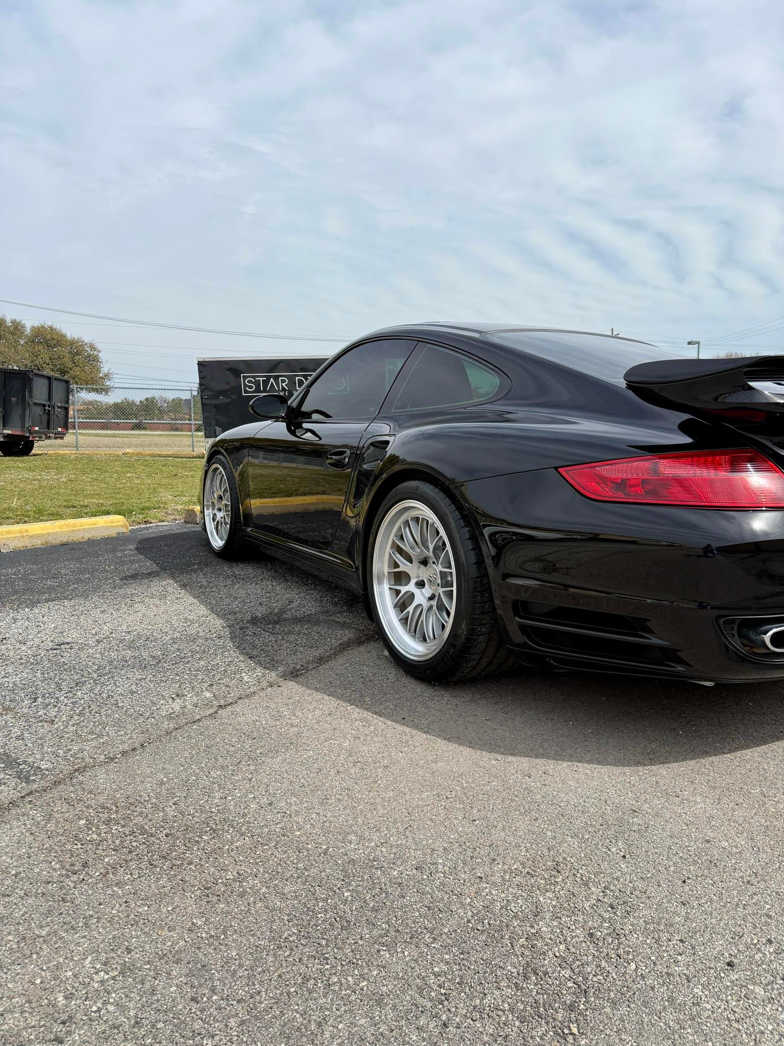 Black Porsche 911 997 Turbo with 19" ML-10RT Apex wheels in Machined Lip Brushed Clear