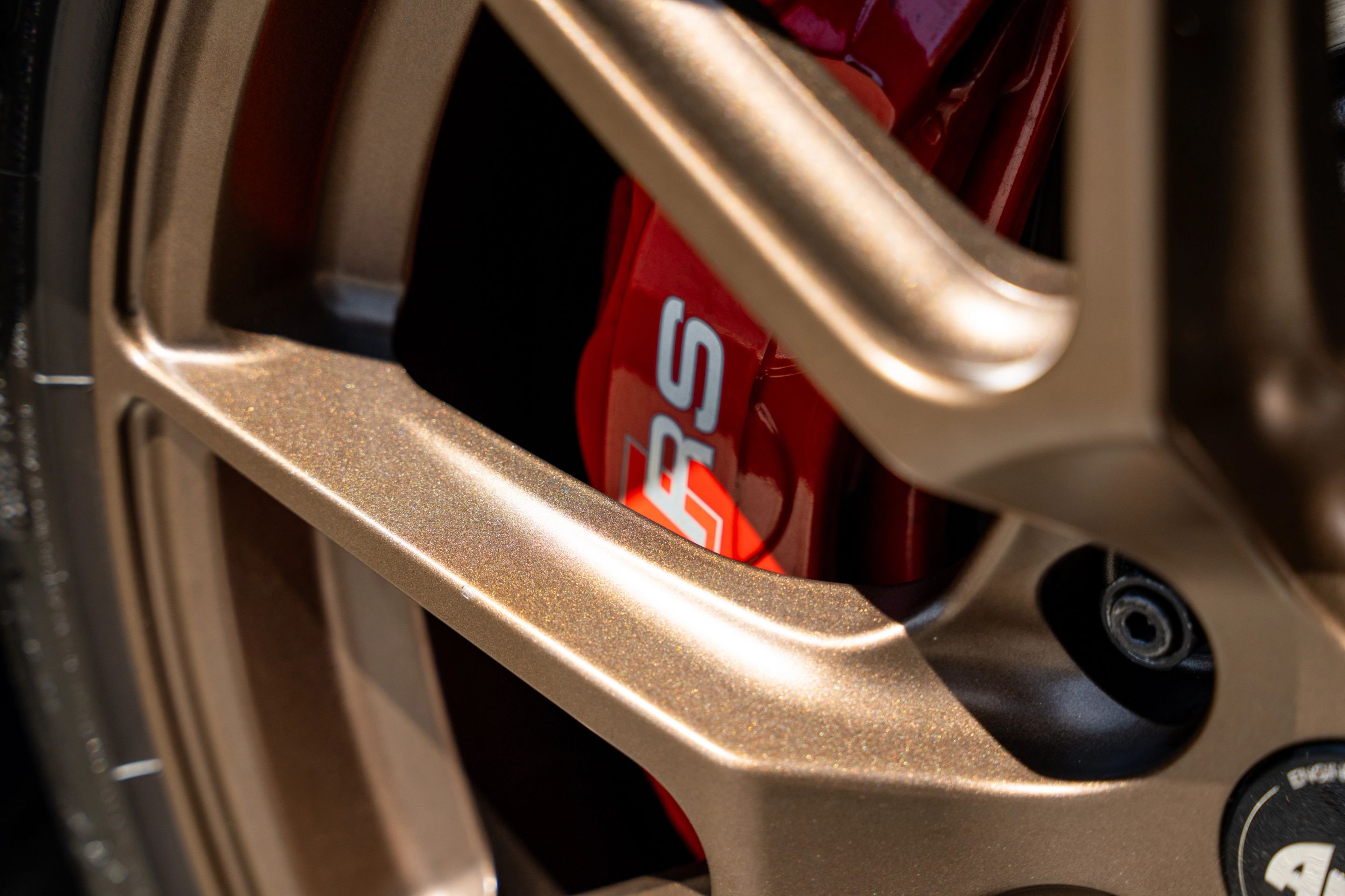 Grey Audi 8Y RS 3 with 18" VS-5 Apex wheels in Satin Bronze