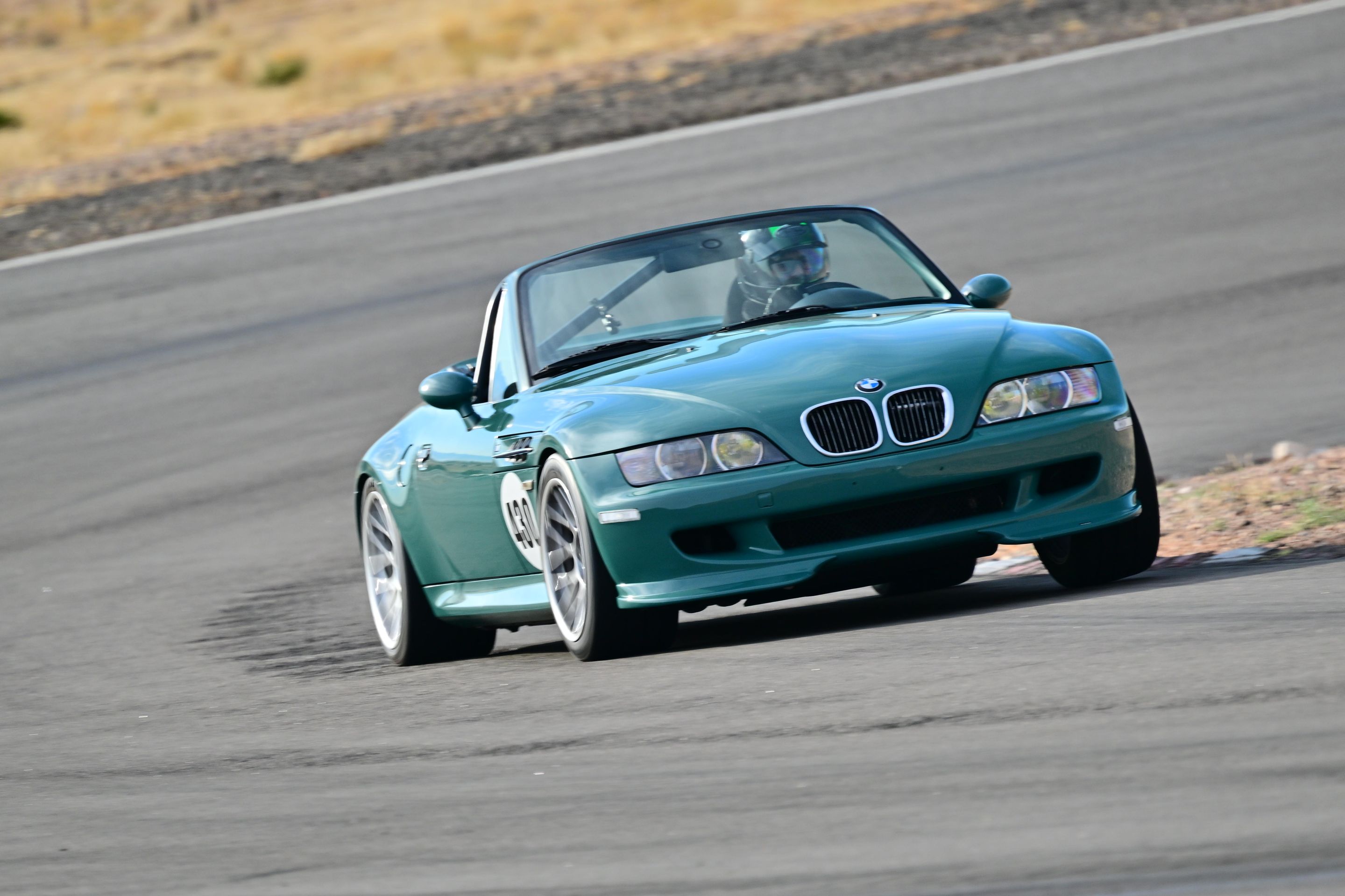 Green BMW E36/7 Roadster Z3 M with 17" ARC-8 Apex wheels in Race Silver