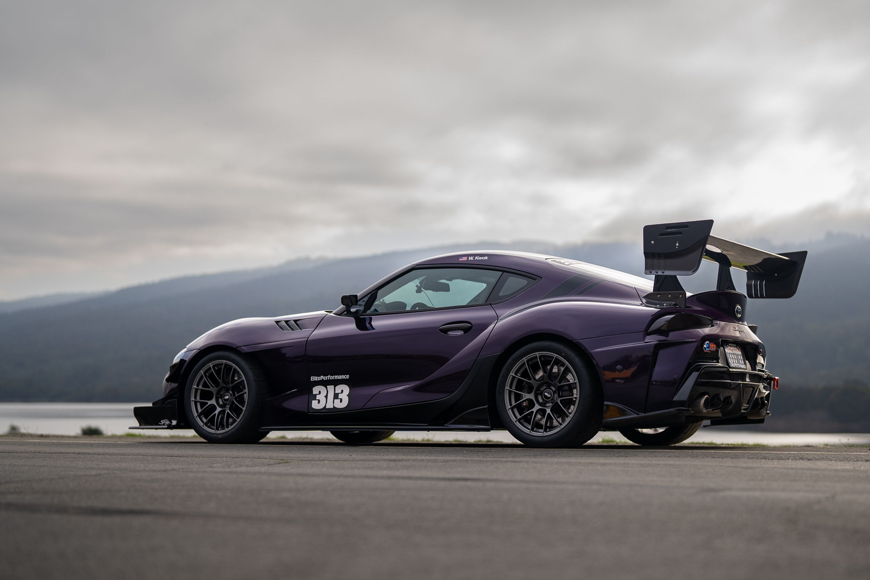 Purple Toyota GR Supra with 18" EC-7RS Apex wheels in Anthracite