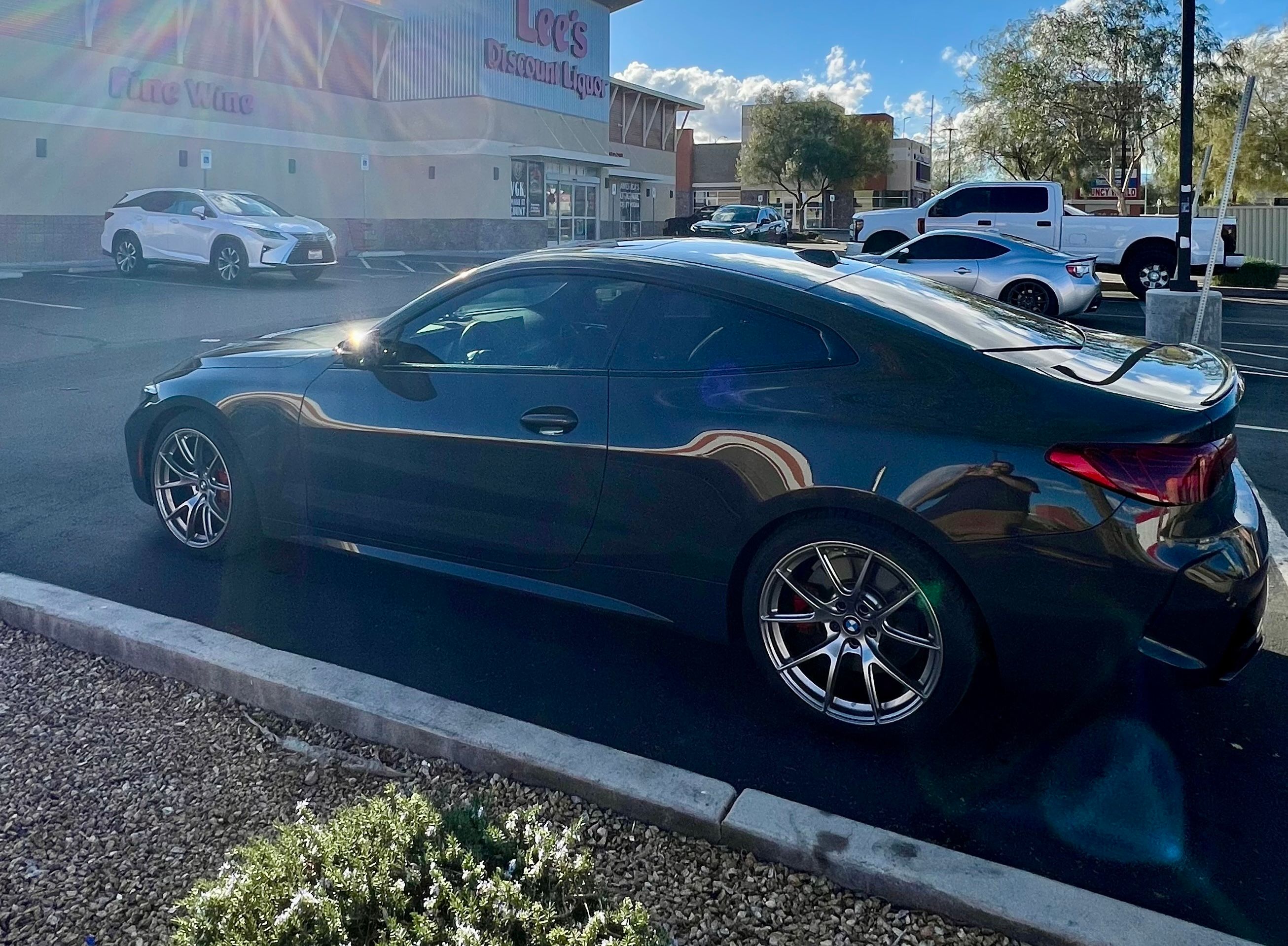 Grey BMW G22 Coupe 4 Series with 18" VS-5 Apex wheels in Hyper Black