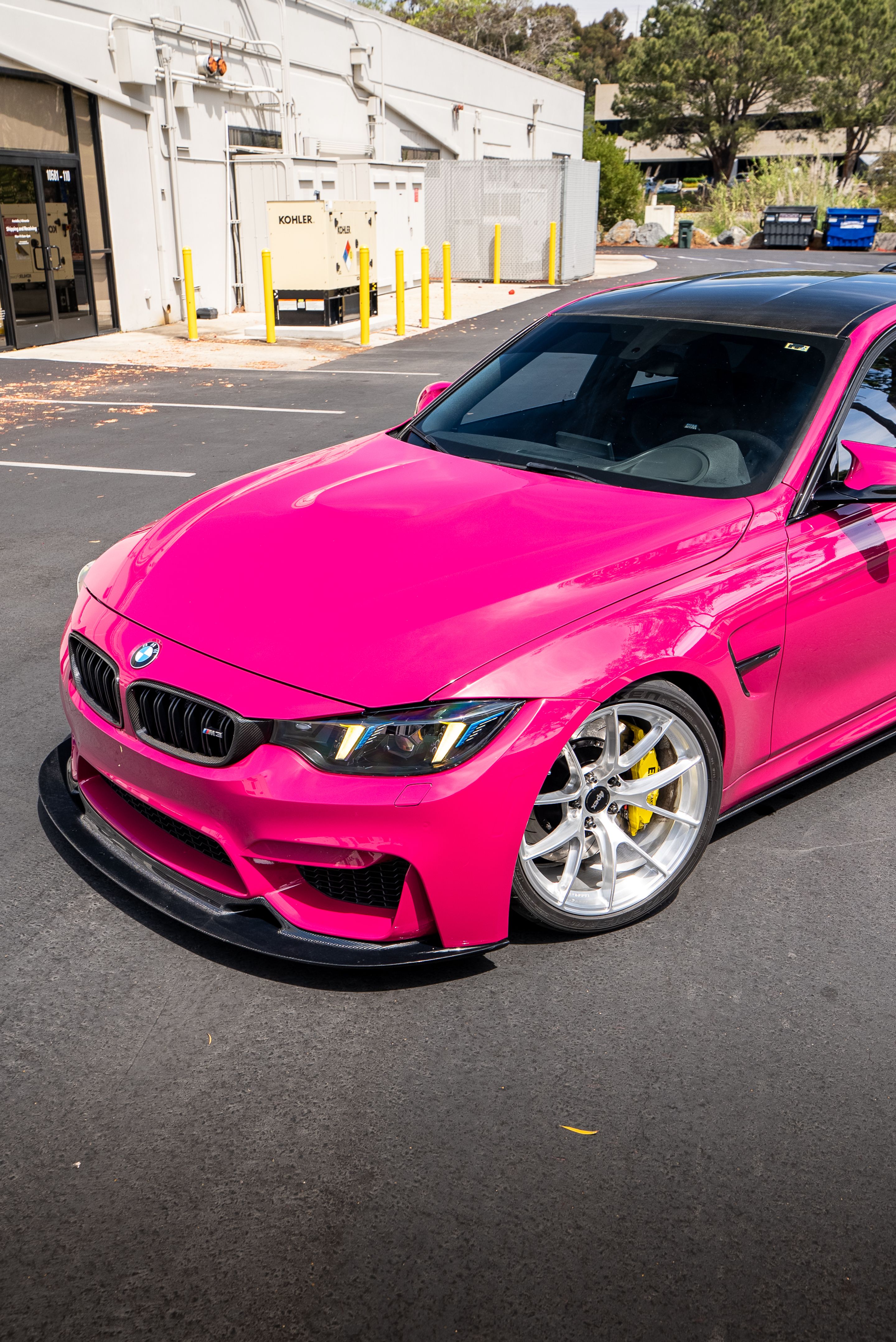 Pink BMW F80 M3 with 19" VS-5RS Apex wheels in Brushed Clear