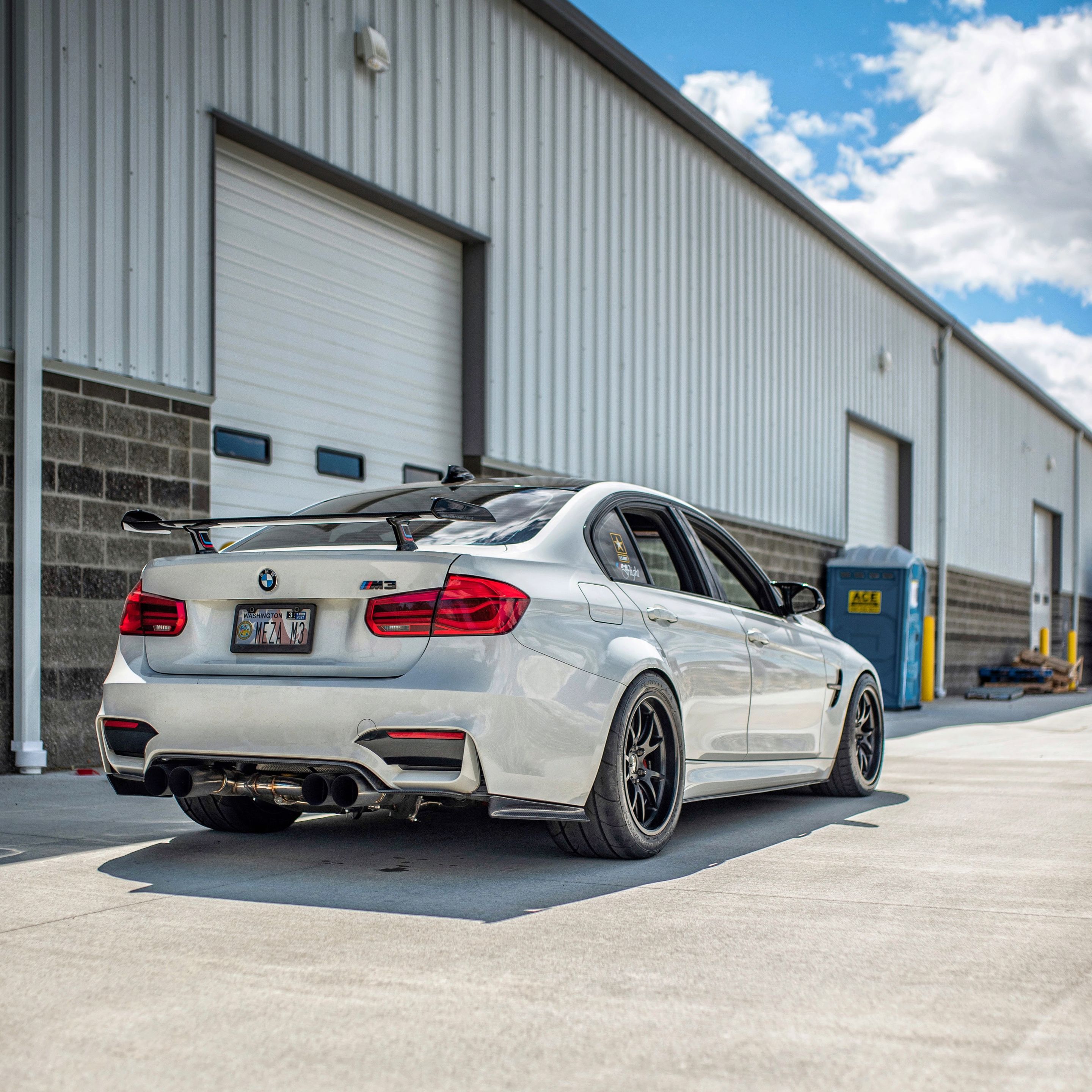 White BMW F80 M3 with 18" FL-5 Apex wheels in Satin Black