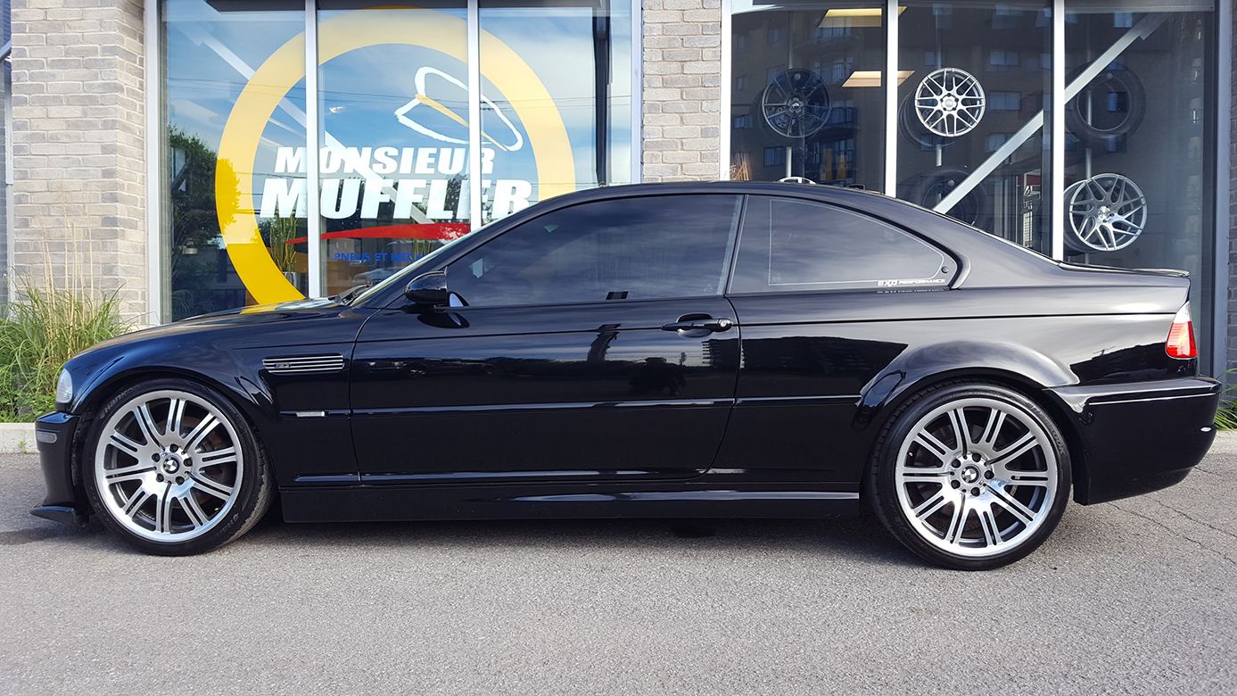 Black BMW E46 M3 with 18" ARC-8 Apex wheels in Satin Black