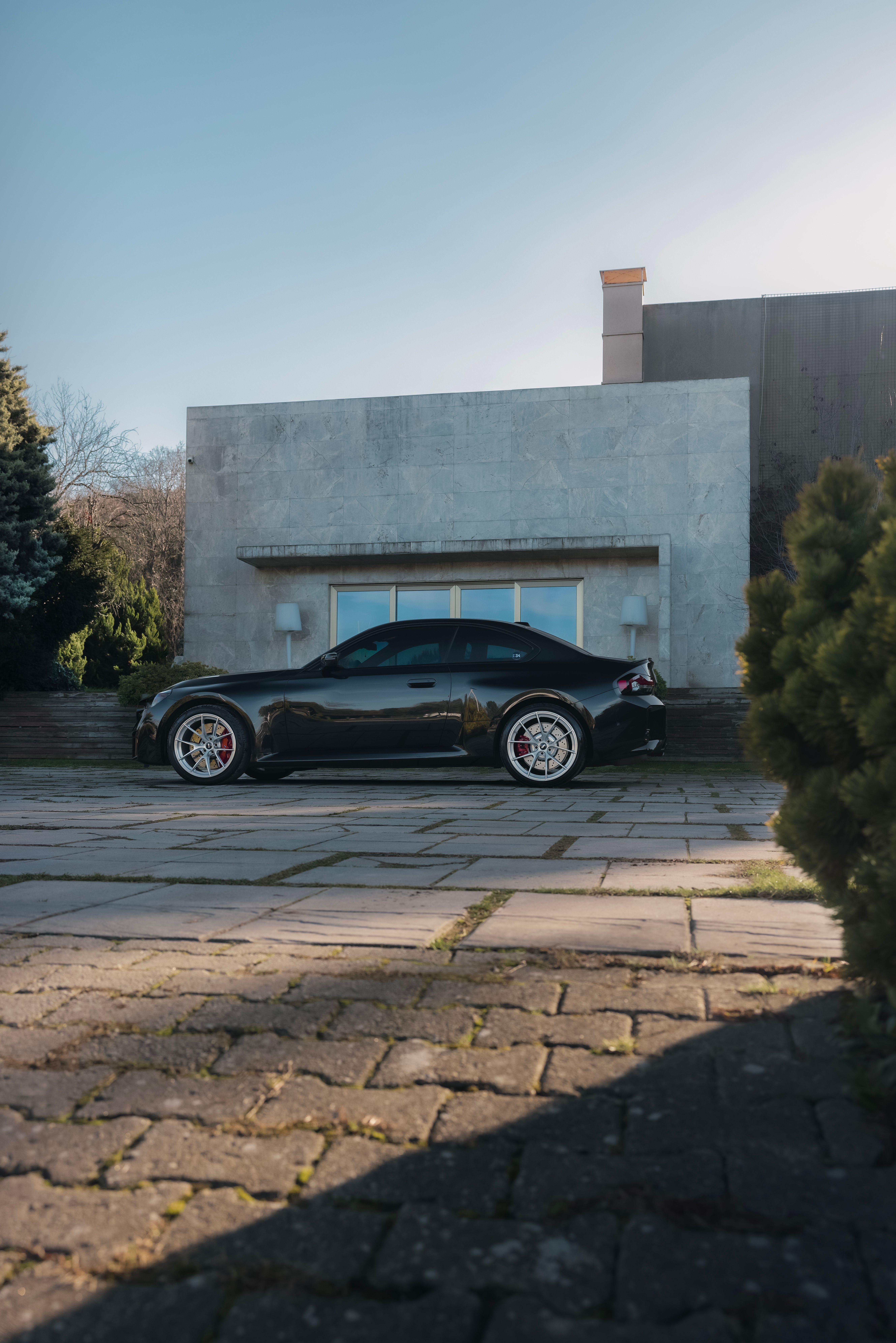 Black BMW G87 M2 with 19"/20" VS-5RS Apex wheels in Brushed Clear