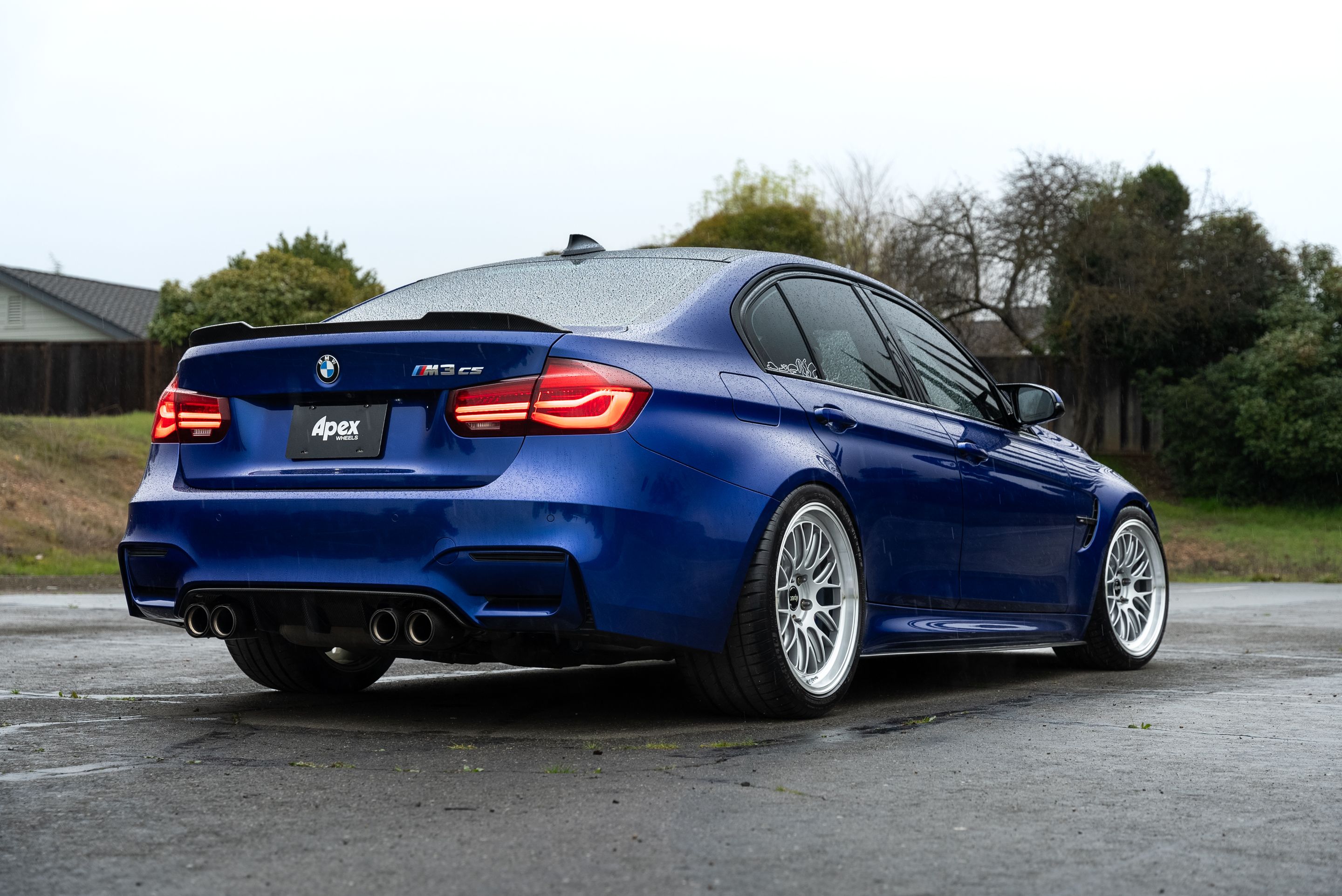 Blue BMW F80 M3 with 19" ML-10RT Apex wheels in Machined Lip Race Silver