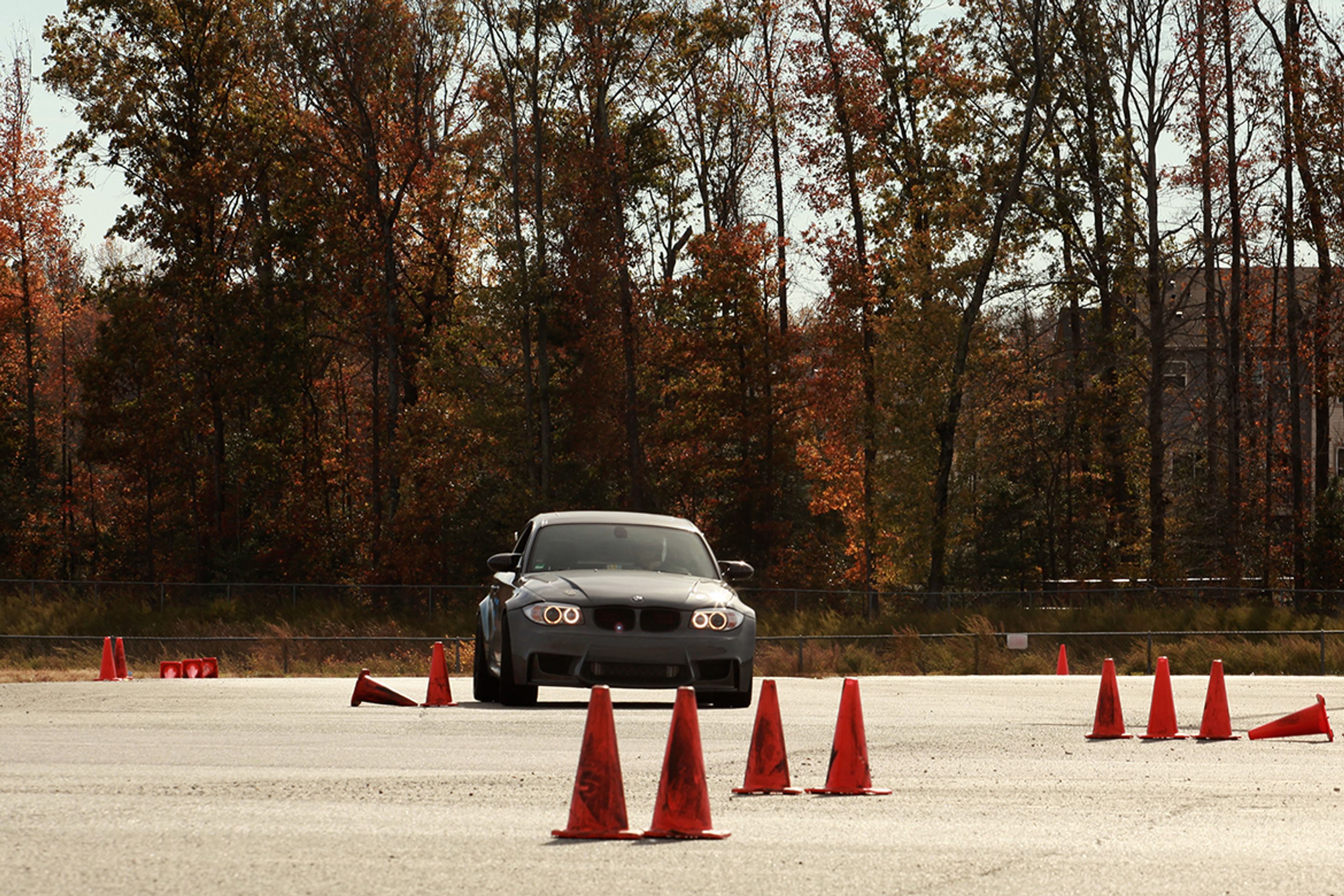 Grey BMW E82 Coupe 1 Series with 19" EC-7 Apex wheels in Satin Black