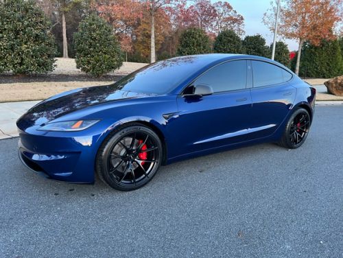 Blue Tesla Model 3 - VS-5RS in Satin Black