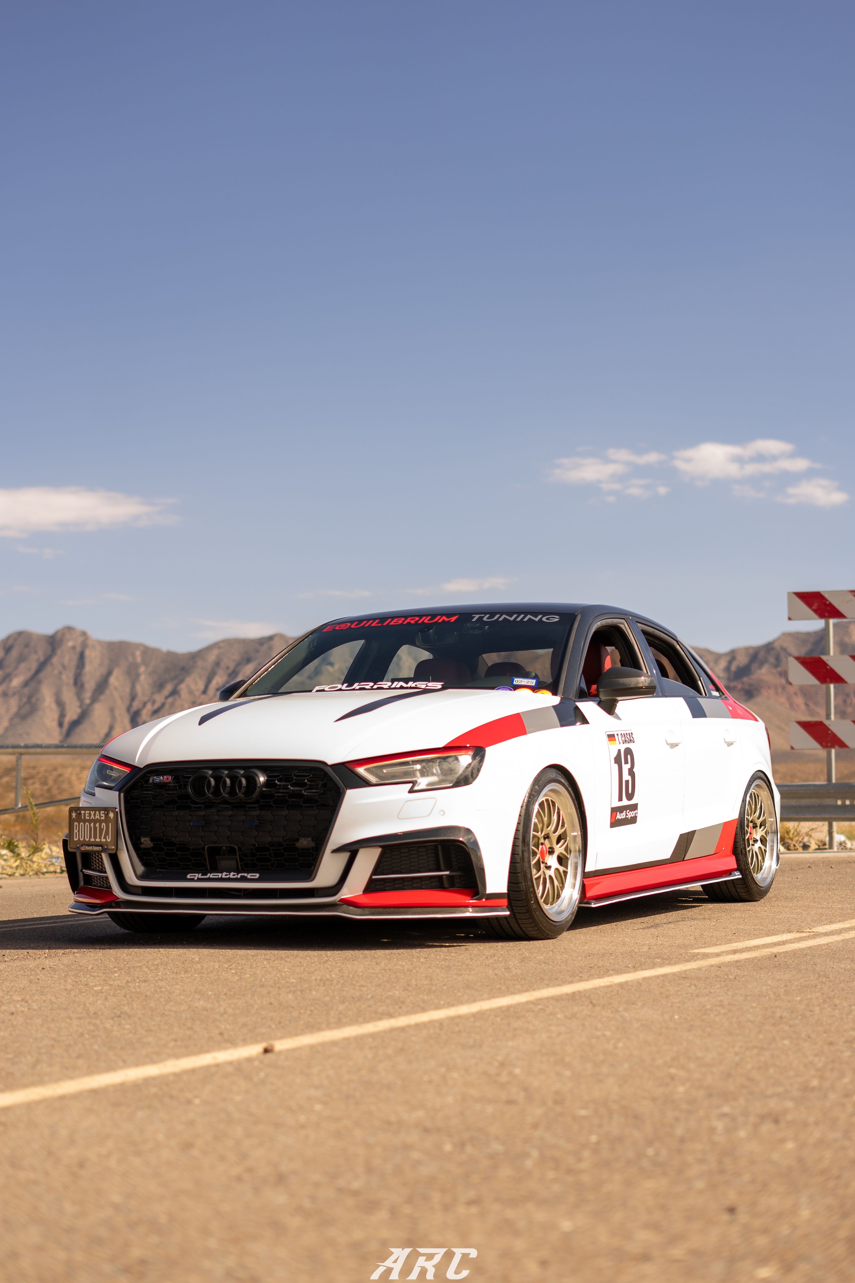 Race Livery Audi 8V A3 with 18" ML-10RT Apex wheels in Machined Lip Gloss Motorsport Gold