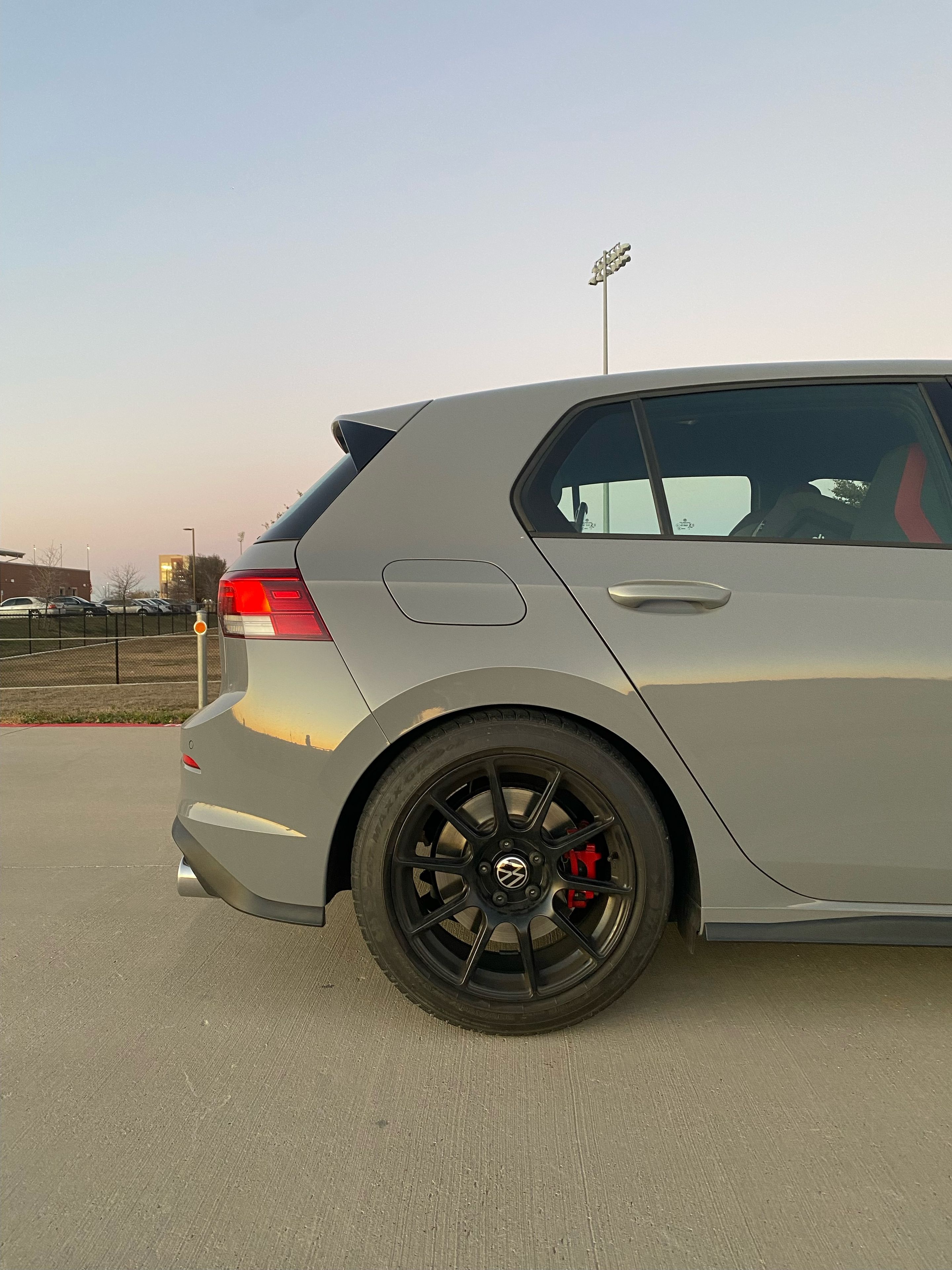Grey VW MK8 Golf with 17" SM-10 Apex wheels in Satin Black