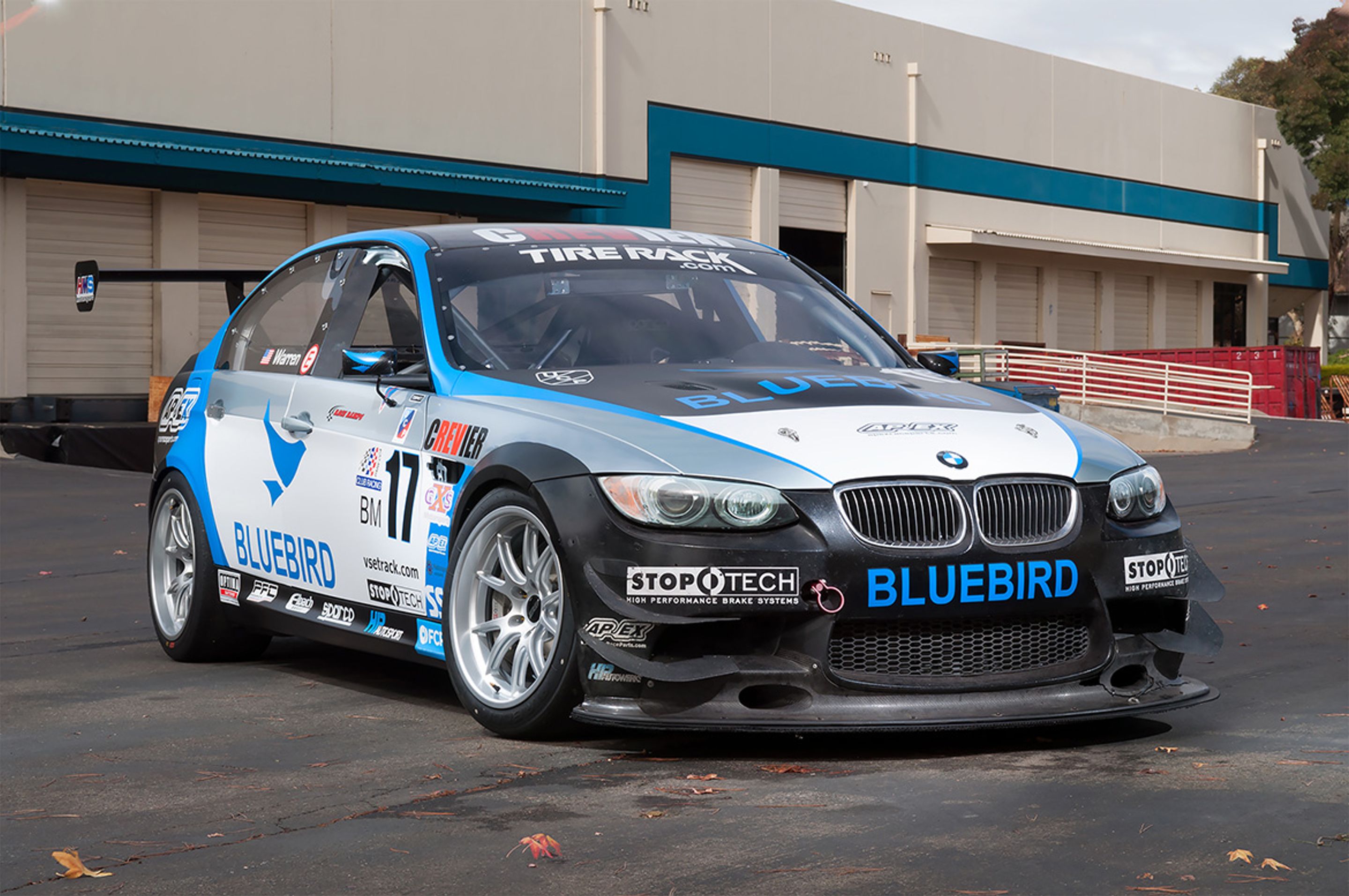 White BMW E90 Sedan M3 with 18" FL-5 Apex wheels in Race Silver