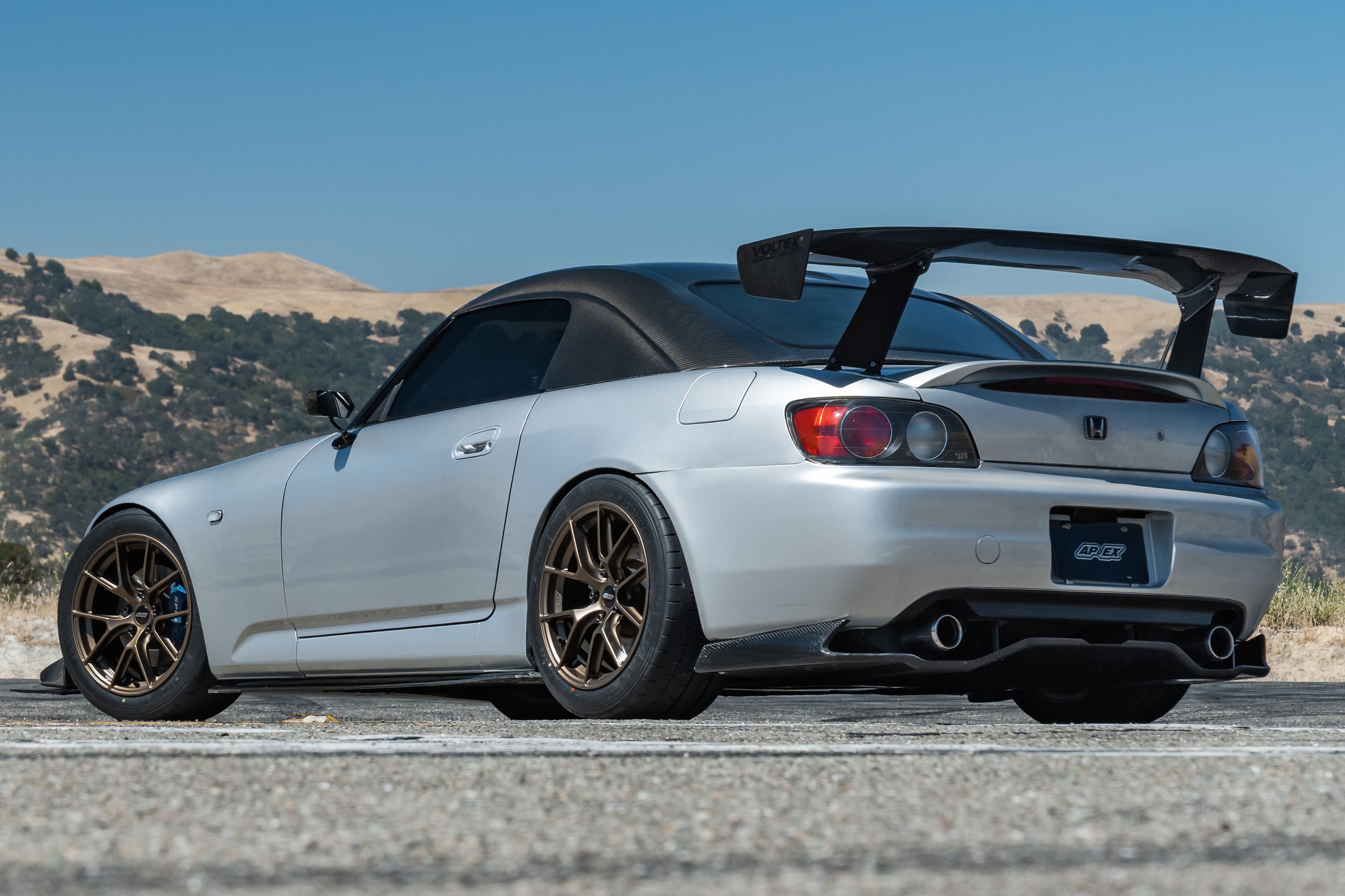 Silver Honda S2000 with 17" VS-5RS Apex wheels in Satin Bronze