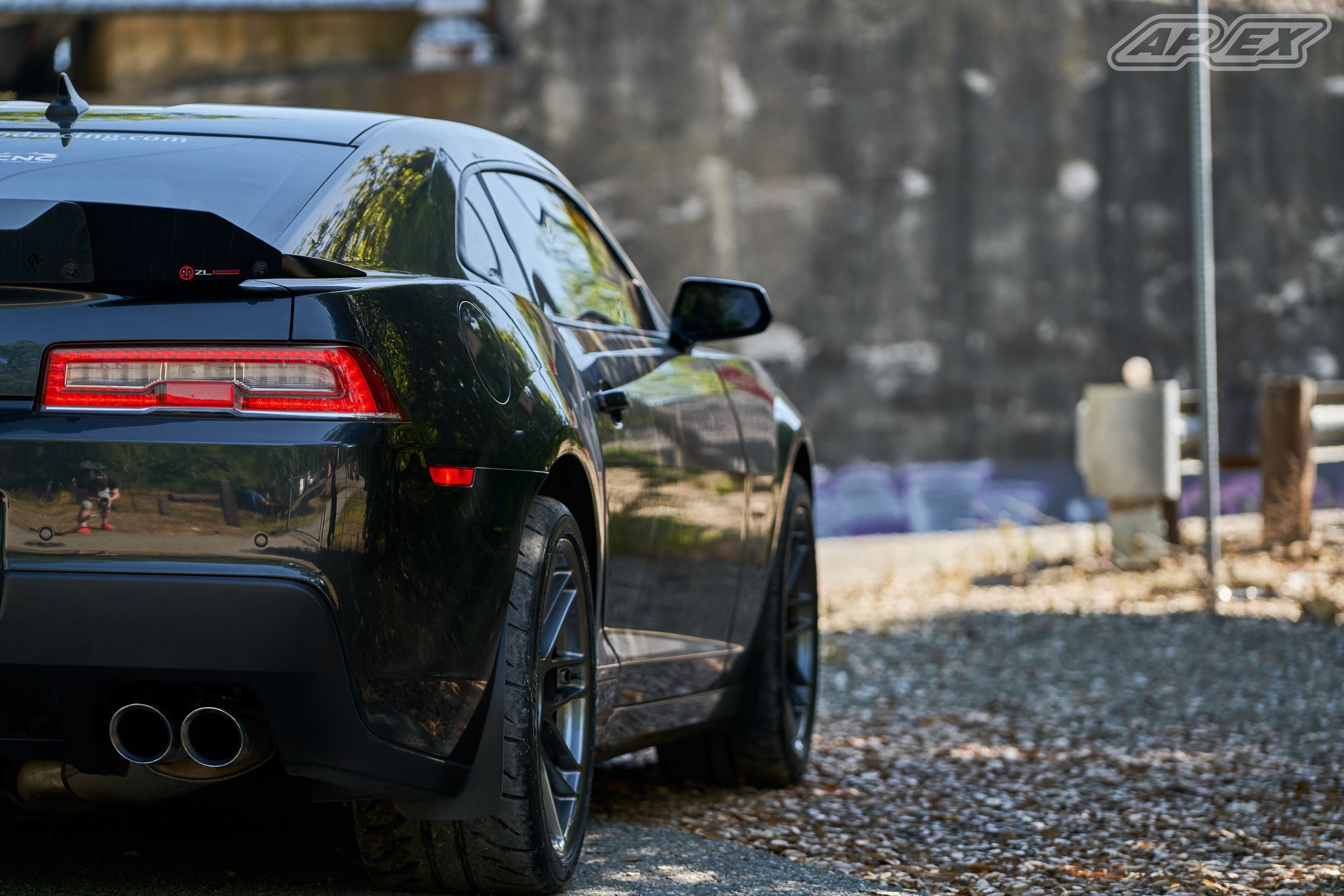 Grey Chevrolet 5th Gen Camaro RS with 19" ARC-8 Apex wheels in Anthracite