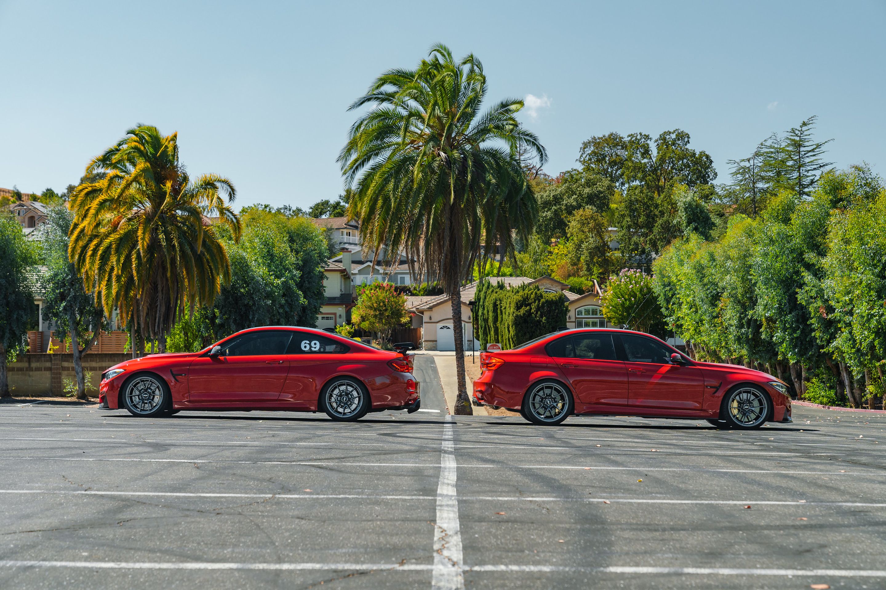 Red BMW F82 Coupe M4 with 19" VS-5RS Apex wheels in Anthracite