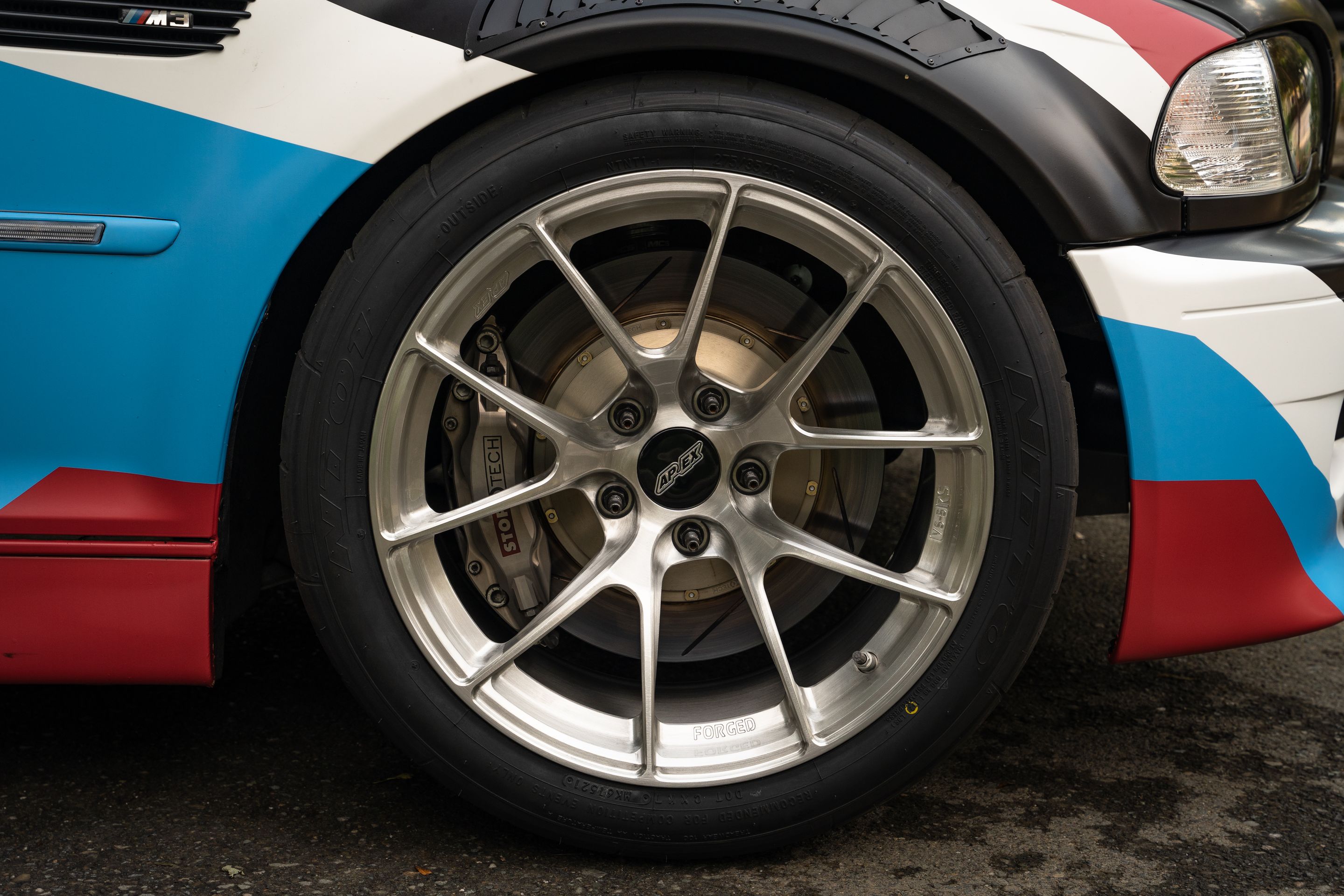 Multicolor BMW E46 M3 with 18" VS-5RS Apex wheels in Brushed Clear