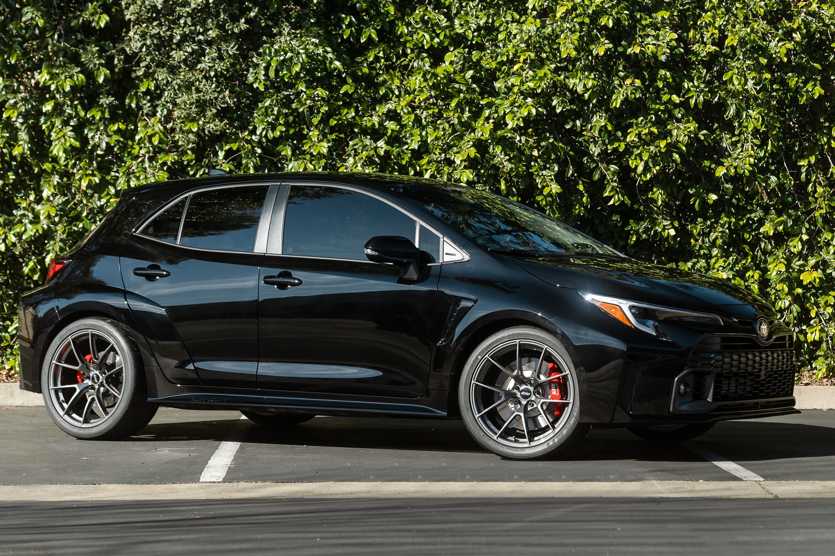 Black Toyota GR Corolla with 19" VS-5RS Apex wheels in Anthracite