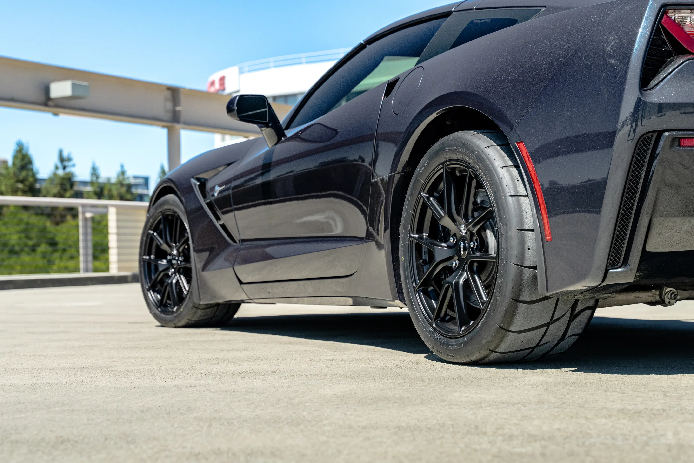 Grey Chevrolet C7 Corvette Stingray/Z51 with 18" VS-5 Apex wheels in Satin Black