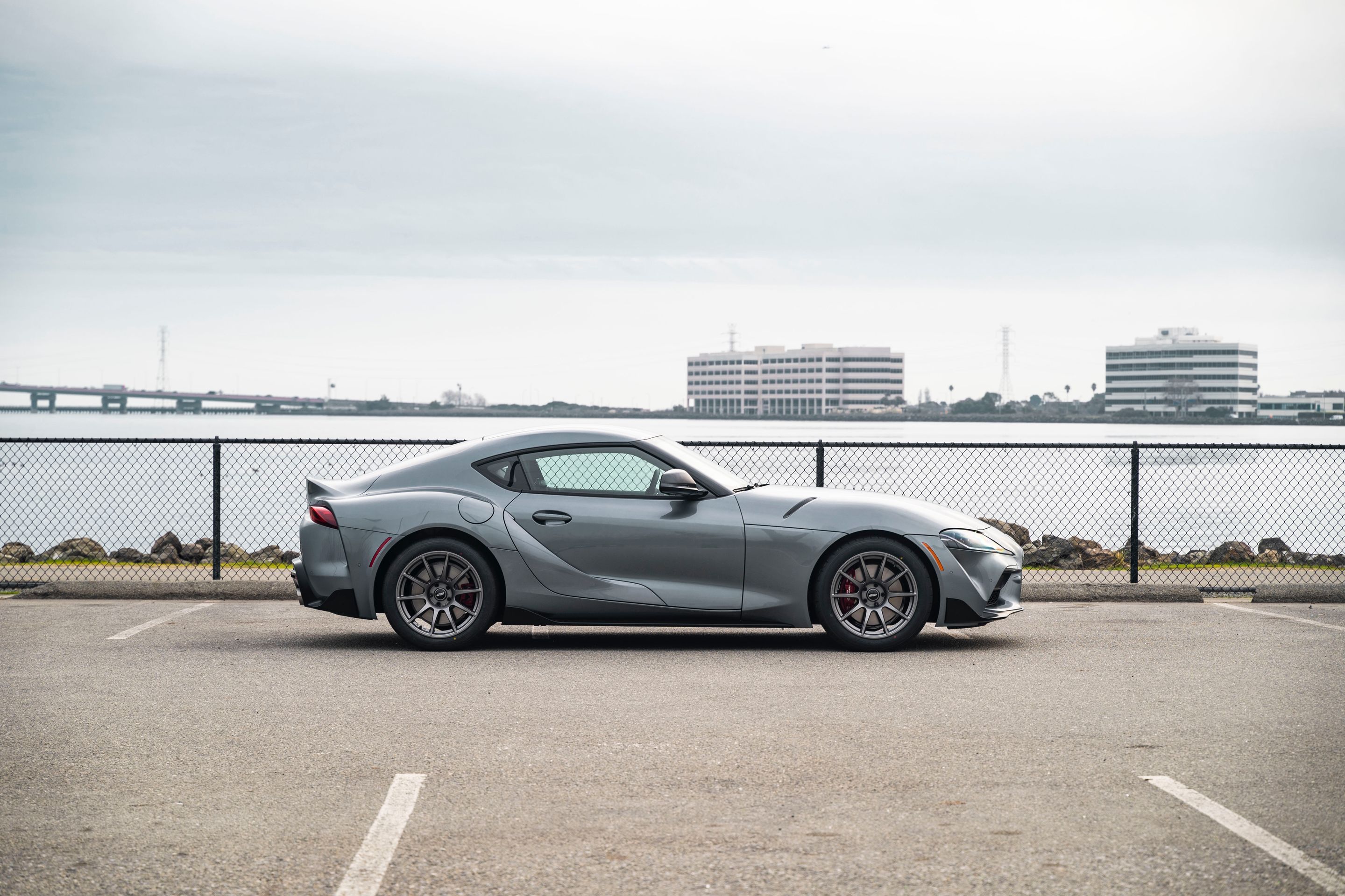 Grey Toyota GR Supra with 18" SM-10 Apex wheels in Anthracite