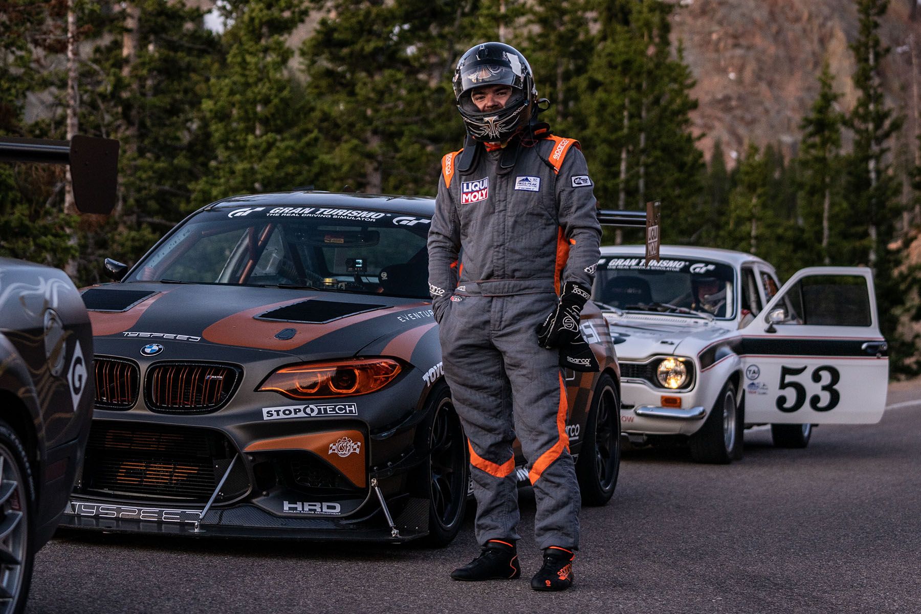 Grey BMW F87 M2 with 18" FL-5 Apex wheels in Satin Black