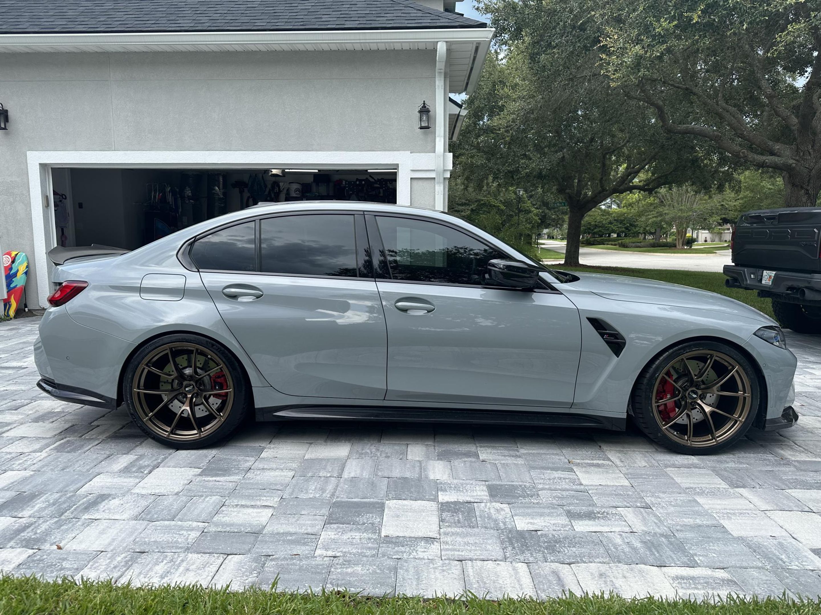 Grey BMW G80 M3 with 20" VS-5RS Apex wheels in Satin Bronze