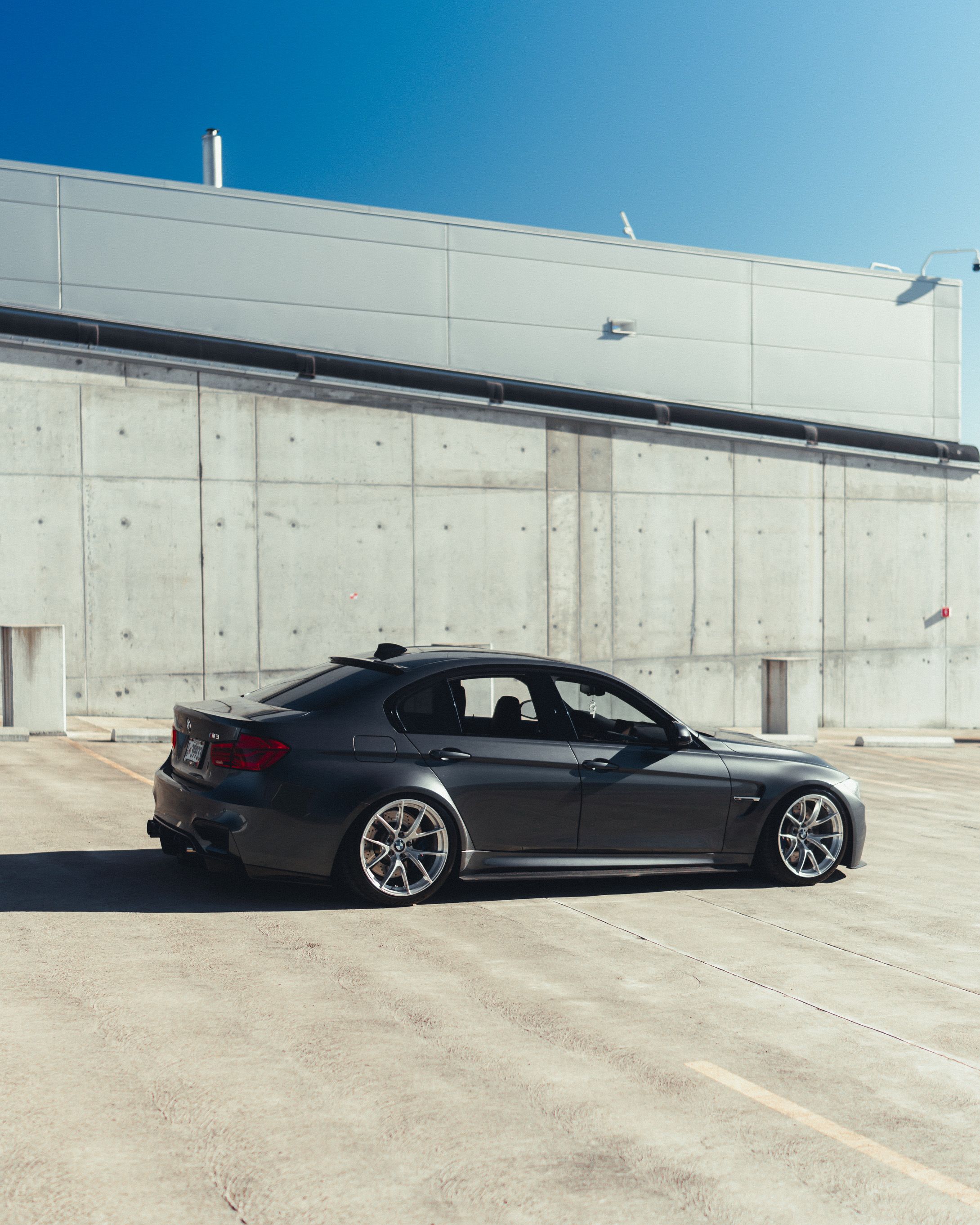 Grey BMW F80 M3 with 19" VS-5RS Apex wheels in Brushed Clear