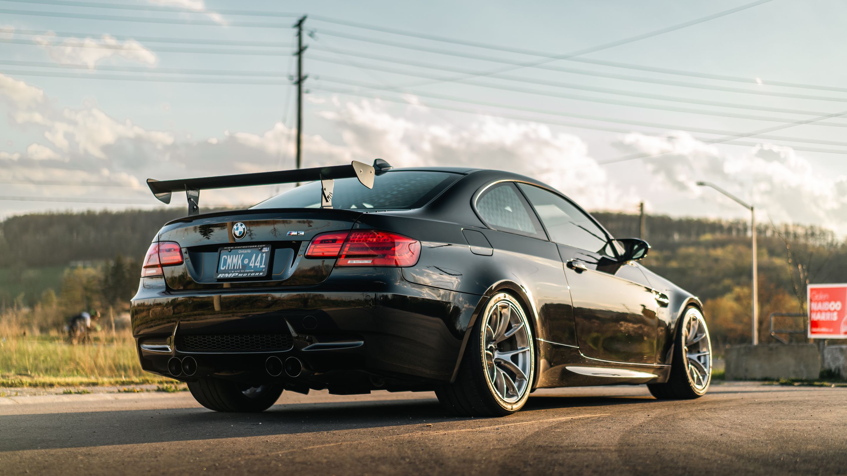 Black BMW E92 Coupe M3 with 18" VS-5RS Apex wheels in Brushed Clear