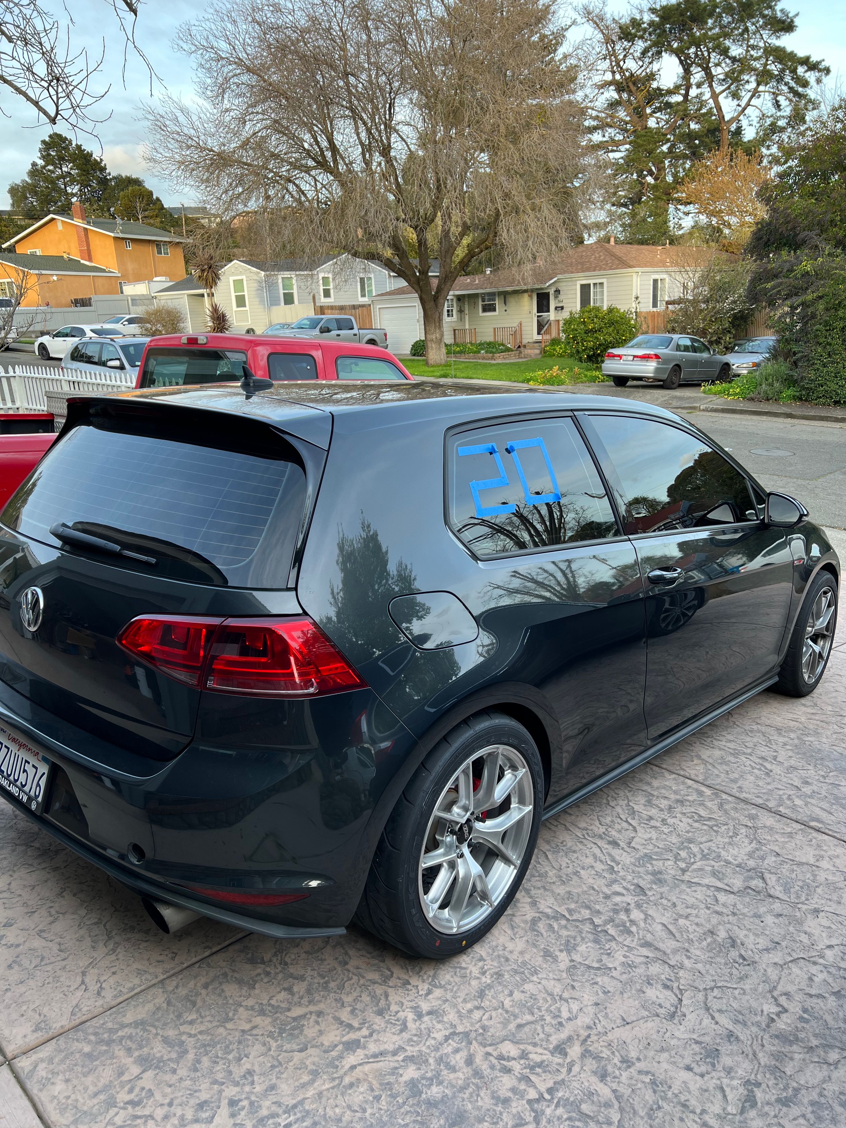 Grey VW MK7 GTI with 17" VS-5RS Apex wheels in Brushed Clear