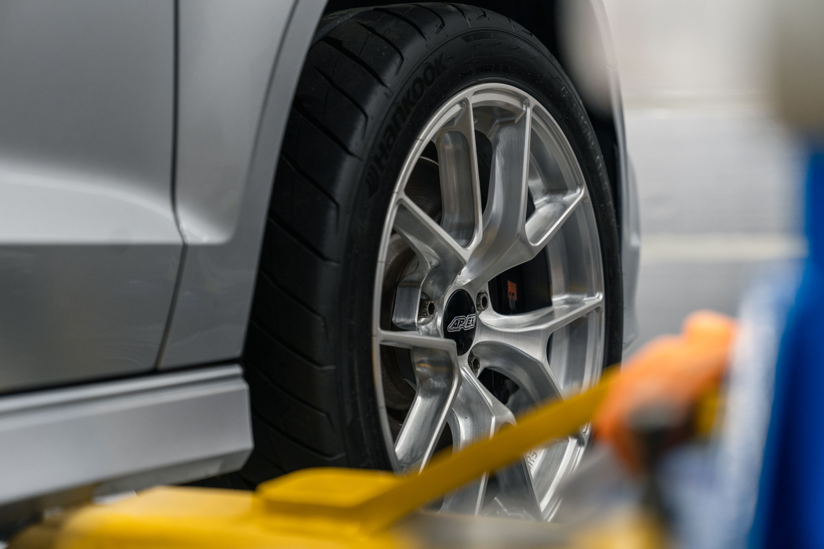 Silver Audi 8V S3 with 17" VS-5RS Apex wheels in Brushed Clear