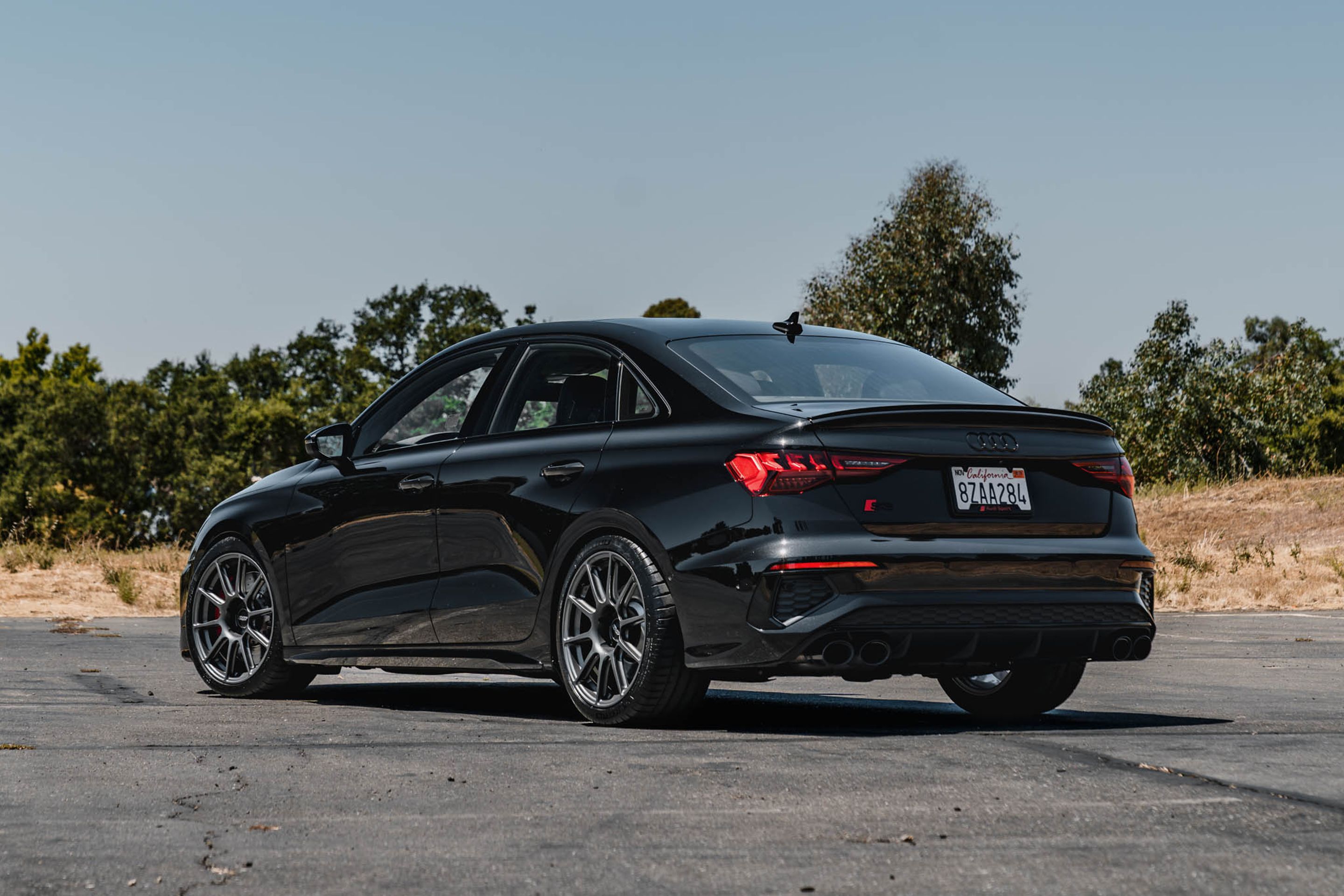 Black Audi 8Y S3 with 18" SM-10 Apex wheels in Anthracite