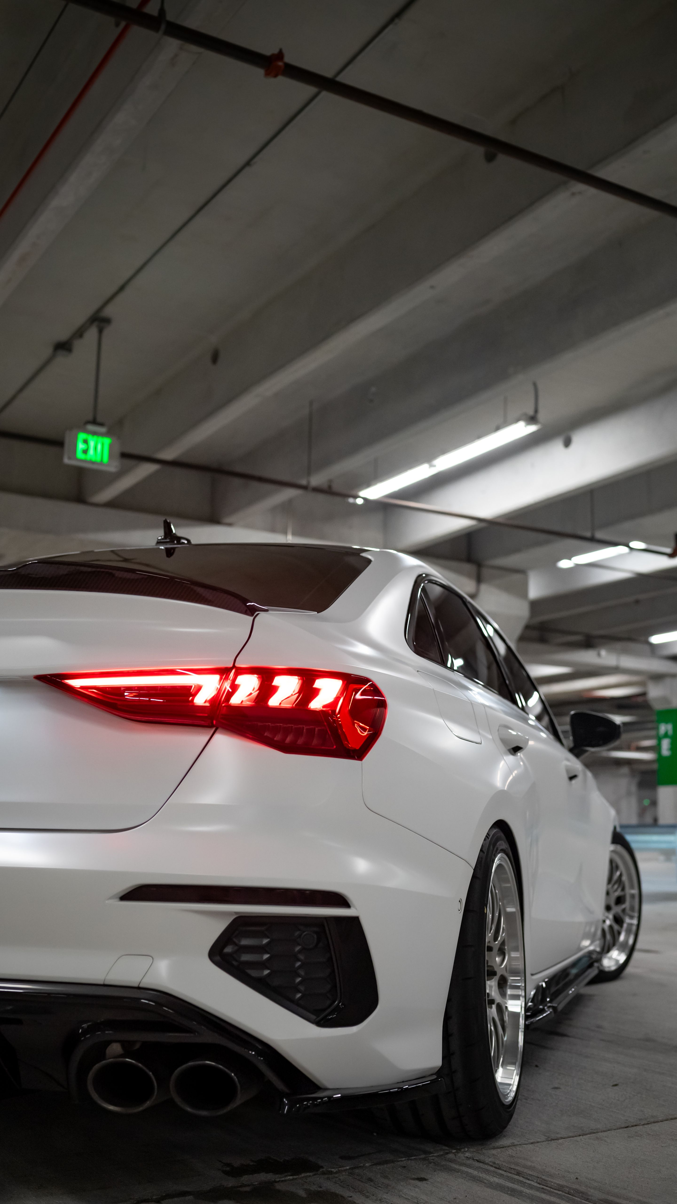 White Audi 8Y S3 with 18" ML-10RT Apex wheels in Machined Lip Brushed Clear