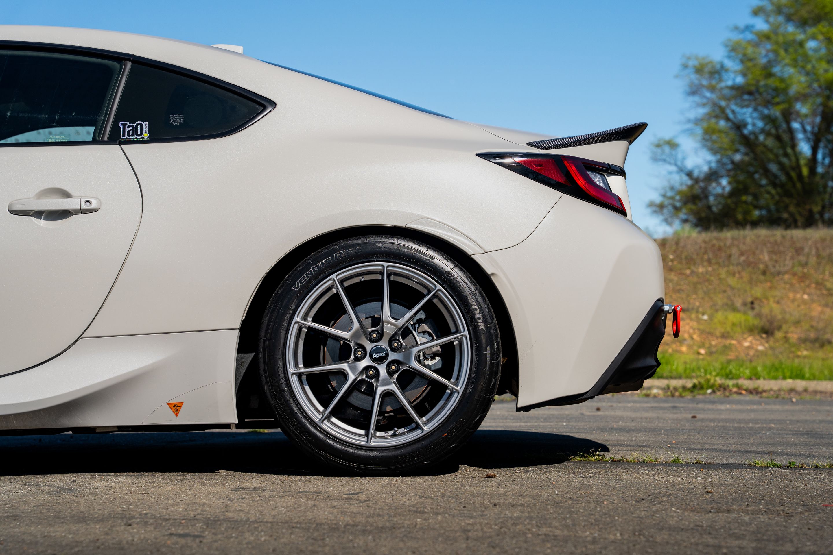White Subaru ZD8 / Gen 2 BRZ with 17" VS-5 Apex wheels in Hyper Black