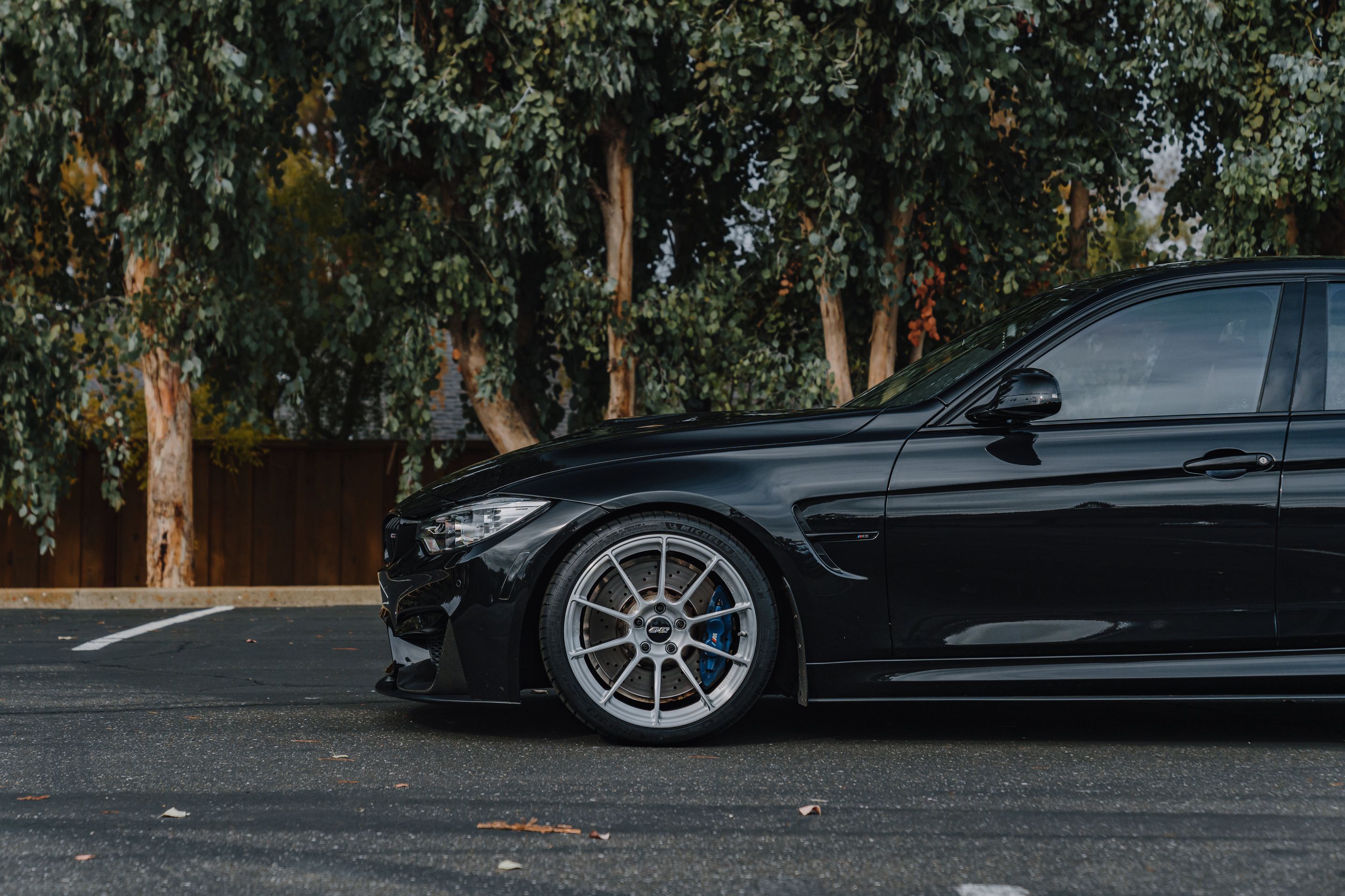 Black BMW F80 M3 with 19" SM-10RS Apex wheels in Brushed Clear
