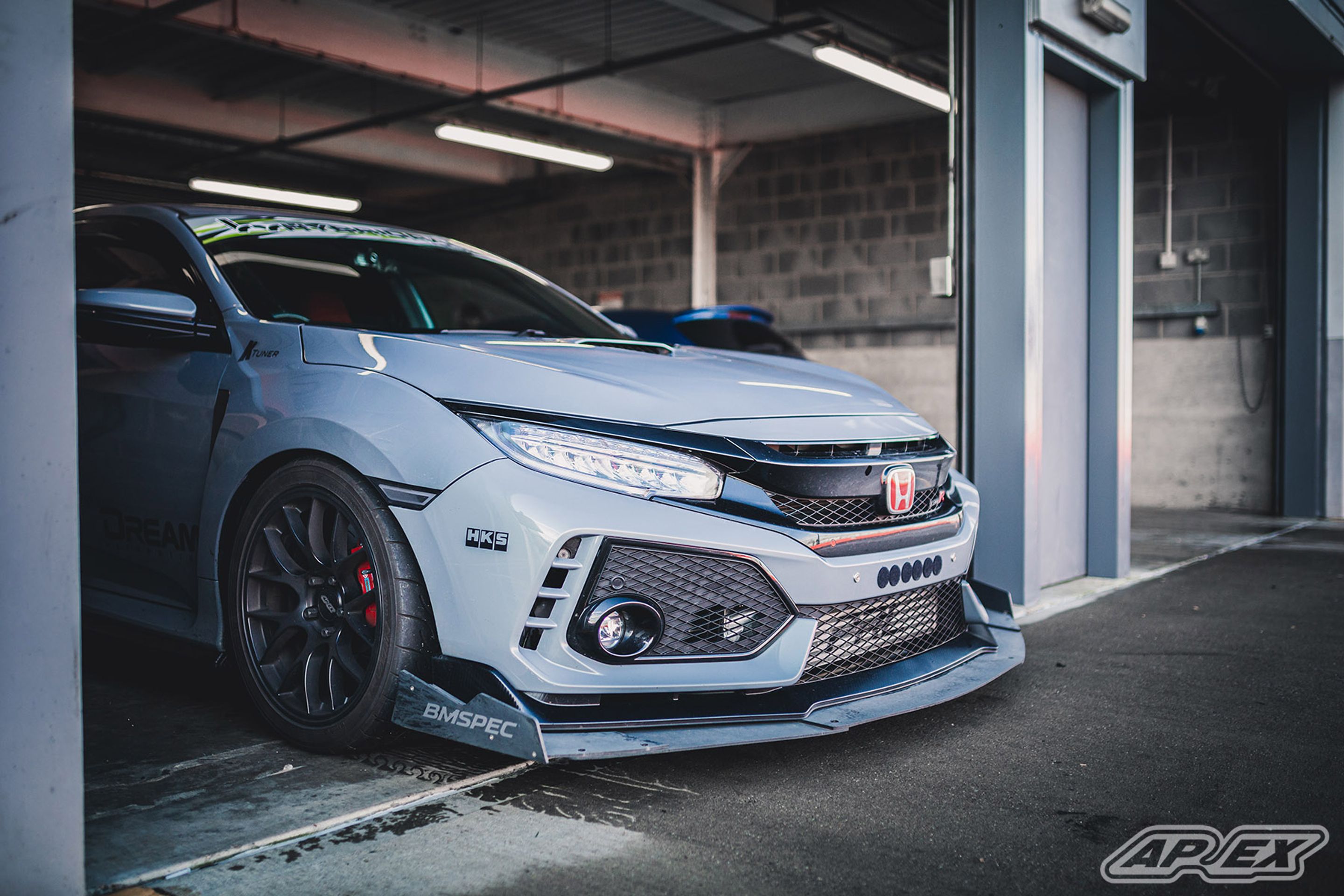 Grey Honda FK8 Civic Type-R with 18" EC-7 Apex wheels in Satin Black