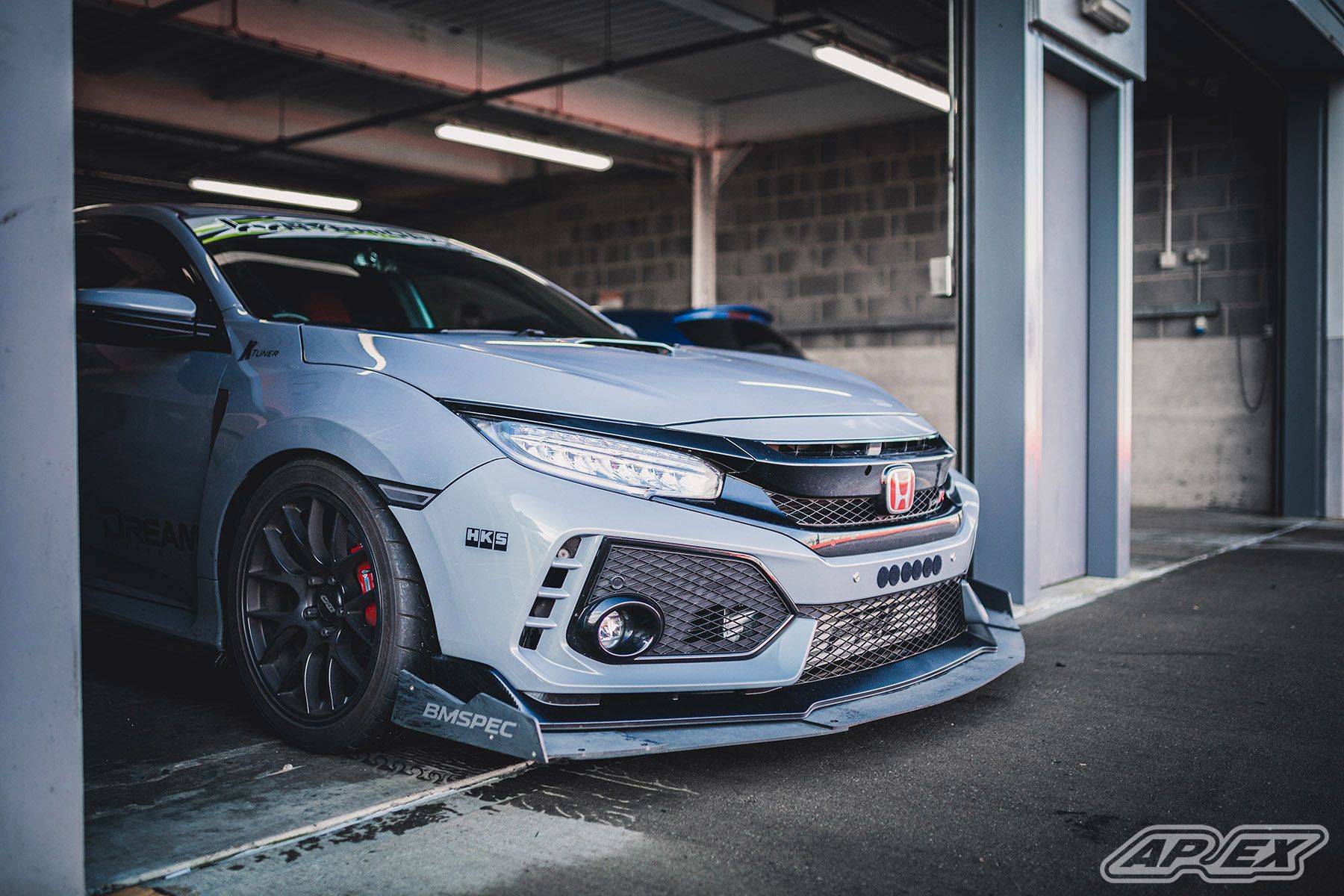 Grey Honda FK8 Civic Type-R with 18" EC-7 Apex wheels in Satin Black