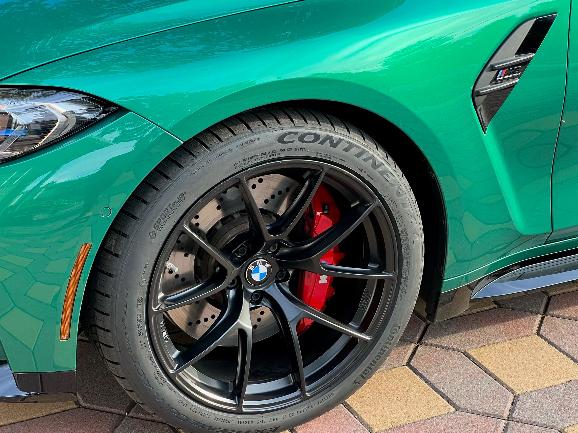 Green BMW G80 M3 with 19" VS-5RS Apex wheels in Satin Black