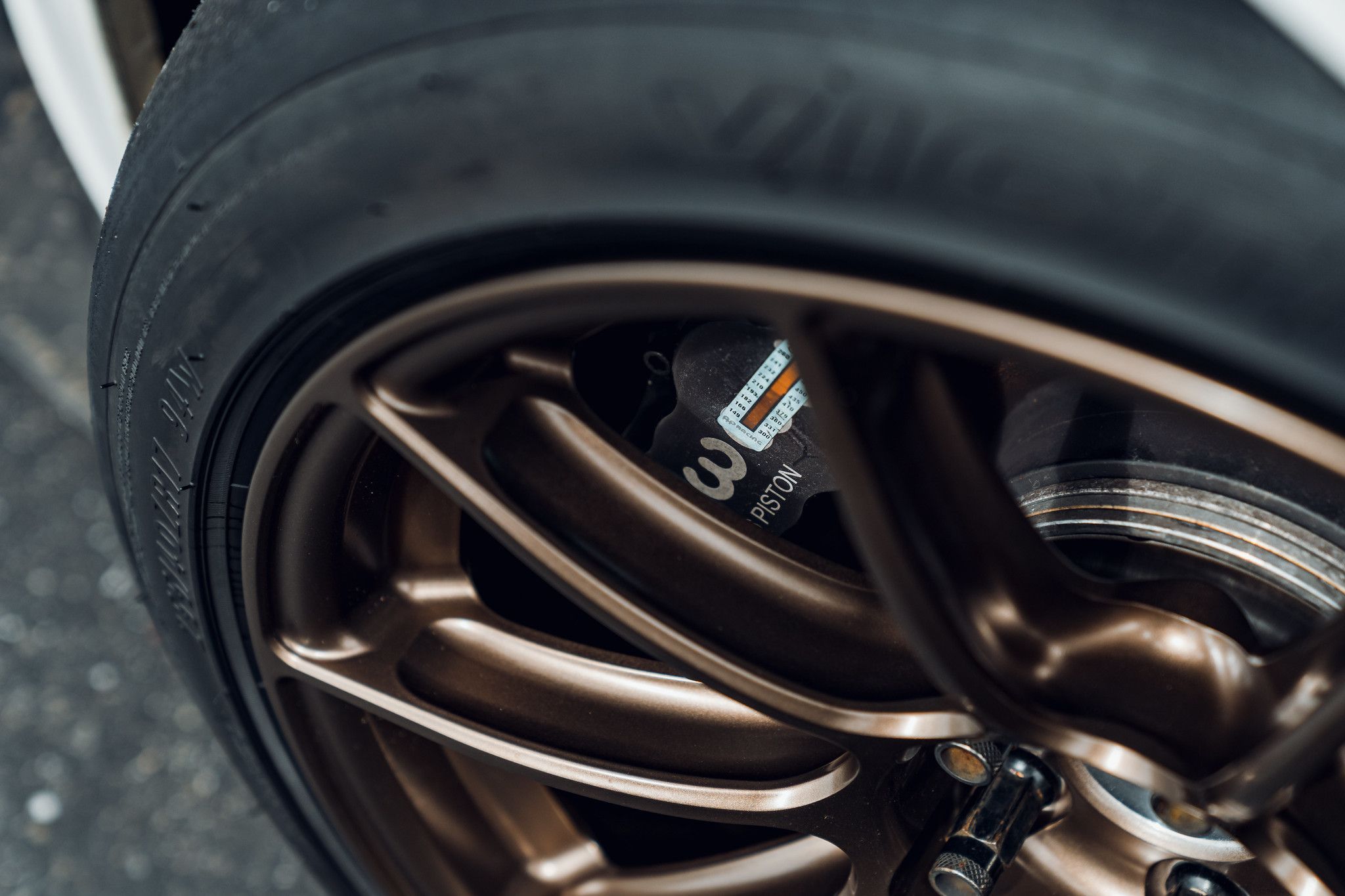 White Scion FR-S with 17" SM-10RS Apex wheels in Satin Bronze